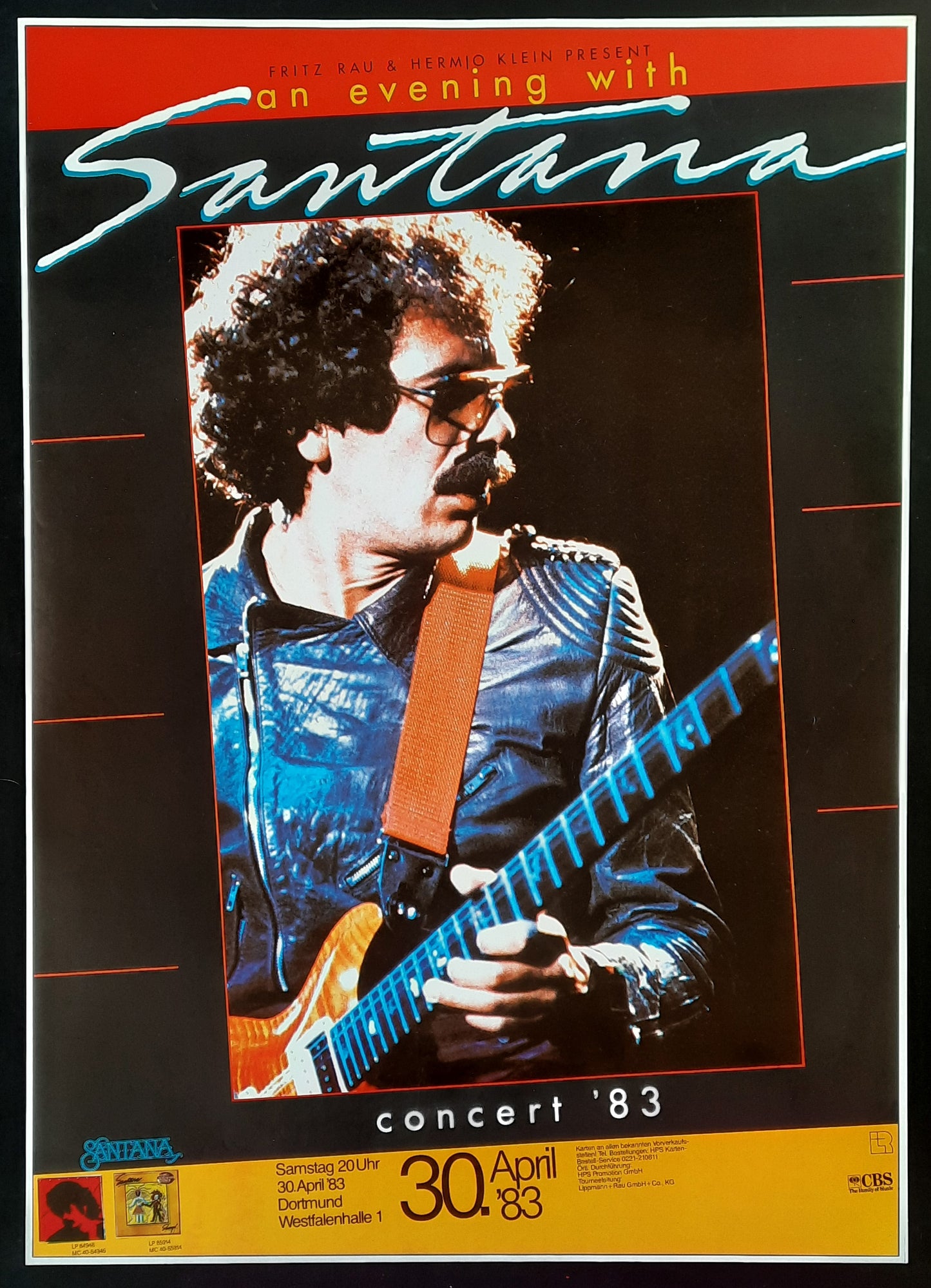 SANTANA 1983 Concert Poster Apr 30th Dortmund Germany 1st print