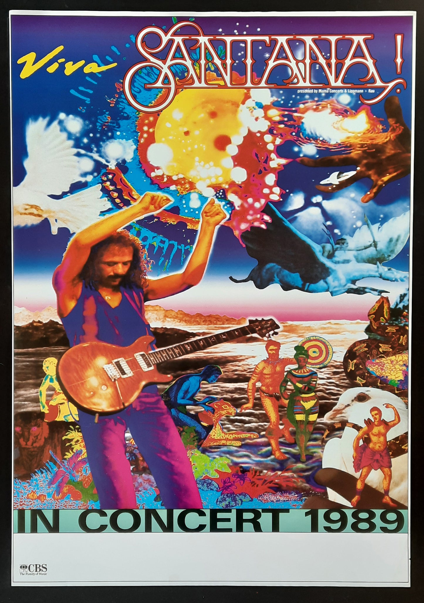 SANTANA 1989 "Viva Tour" Concert Poster (blank) Germany 1 st print