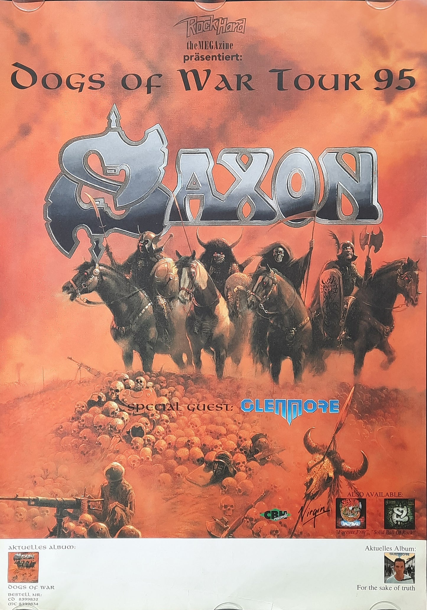 SAXON 1995 Concert Poster (blank) "Dogs Of War Tour" 1st print