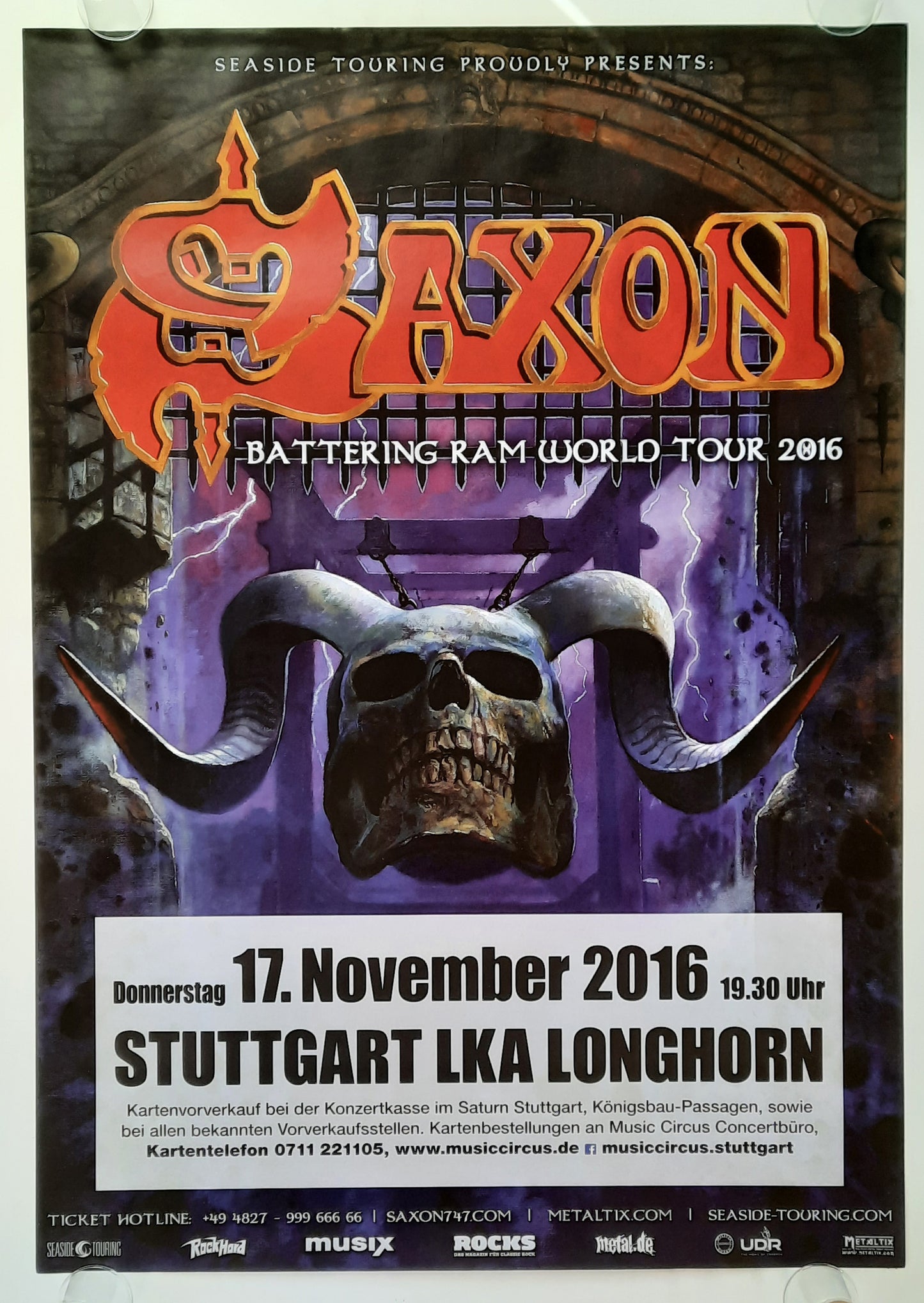 SAXON 2016 Concert Poster Nov 17th Stuttgar Germany 1st Print