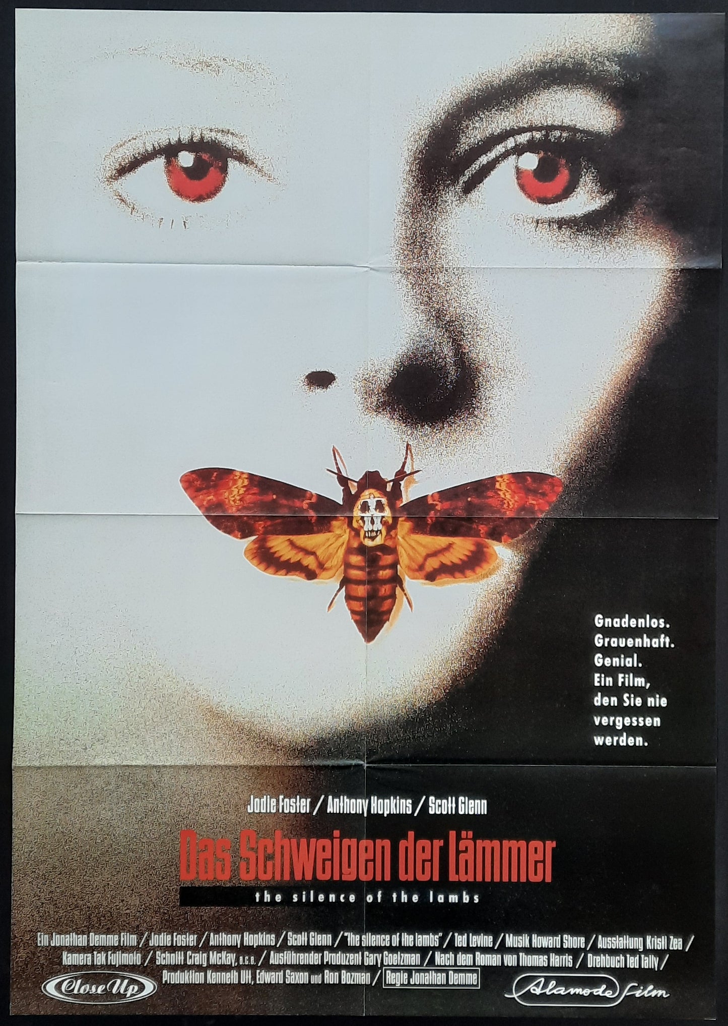 SILENCE OF THE LAMBS 1991 Anthony Hopkins Jodie Foster German 1-Sheet Movie Poster 23 x 33