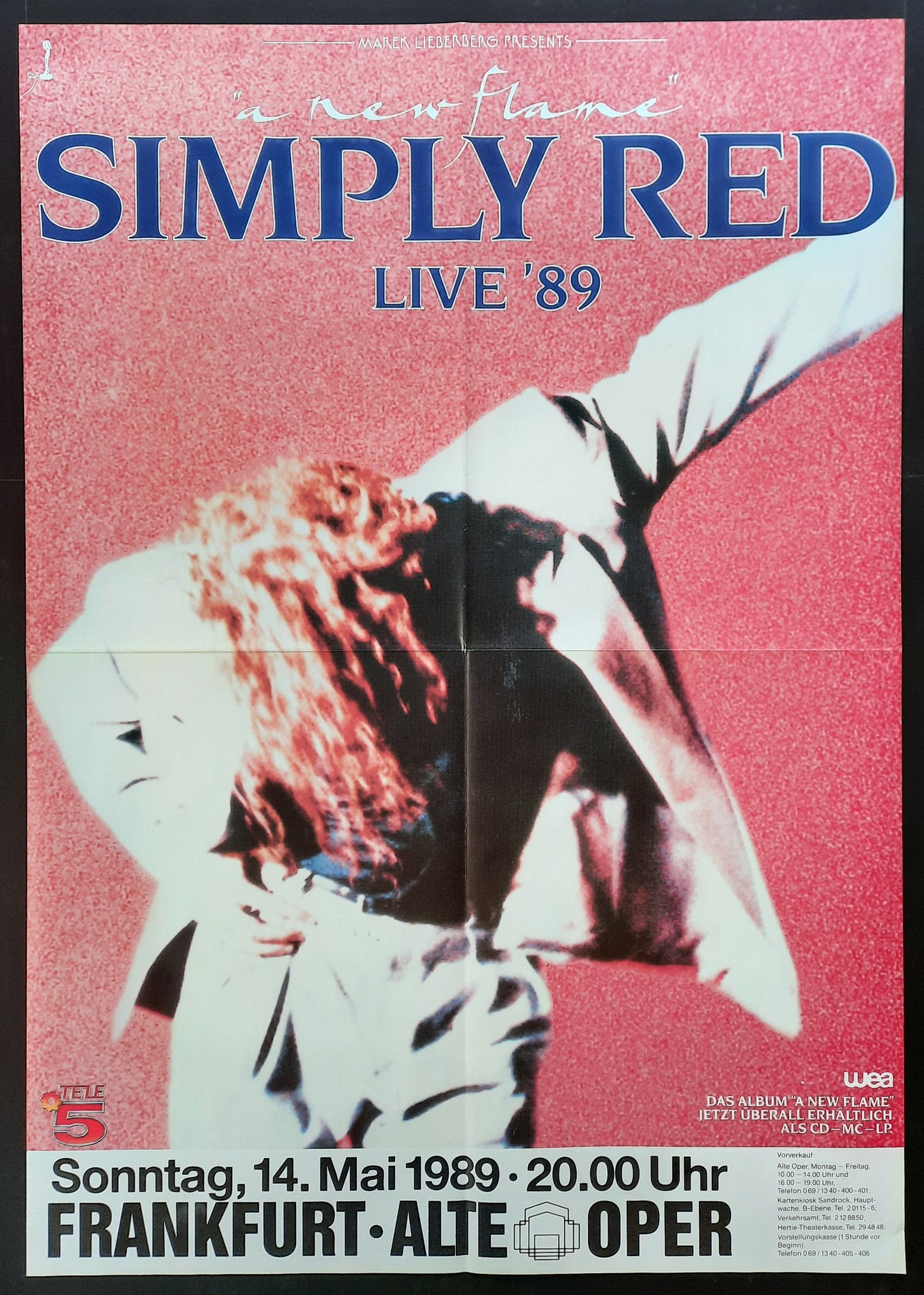 SIMPLY RED 1989 Concert Poster May 14th Frankfurt Germany SUBWAY POSTER