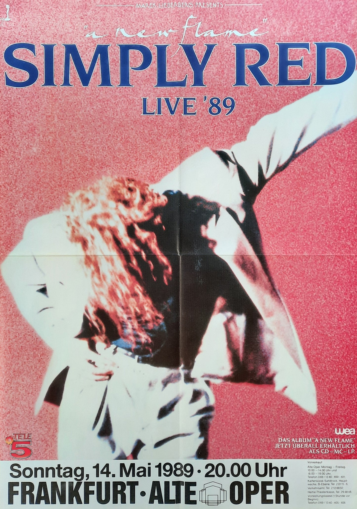 SIMPLY RED 1989 Concert Poster May 14th Frankfurt Germany SUBWAY POSTER