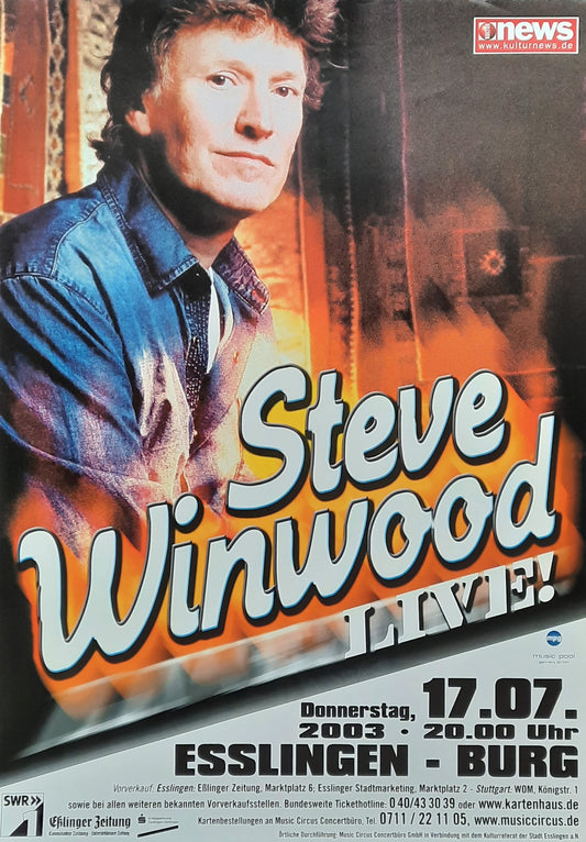 Steve Winwood Original Concert Poster July 17, 2003 Esslingen Germany