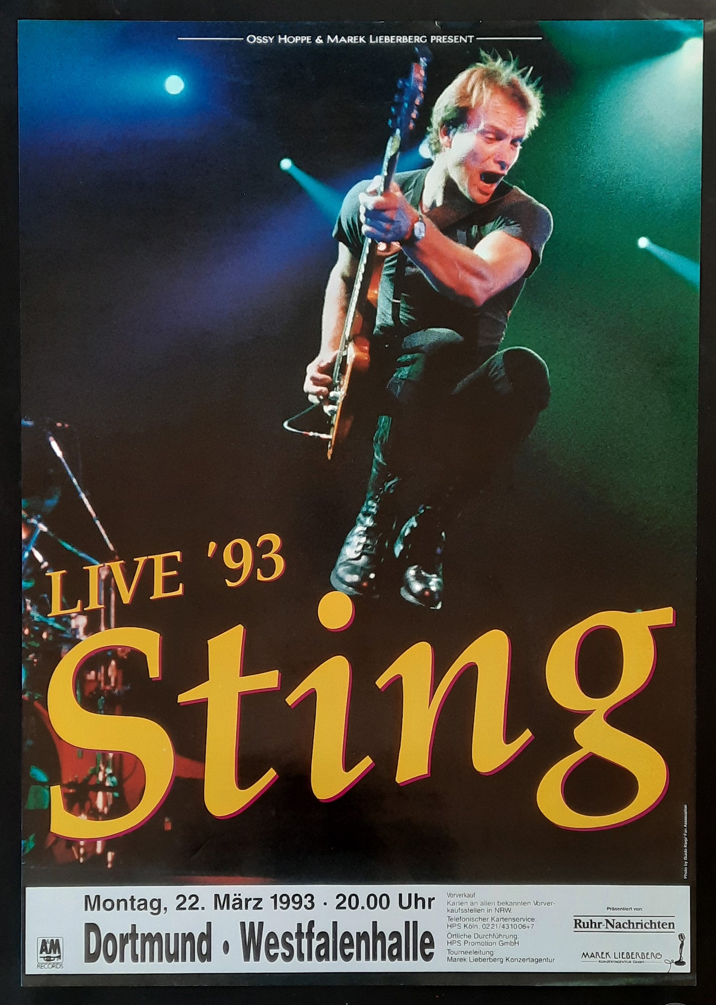 STING 1993 Concert Poster Mar 22nd Dortmund Germany 1st Print!