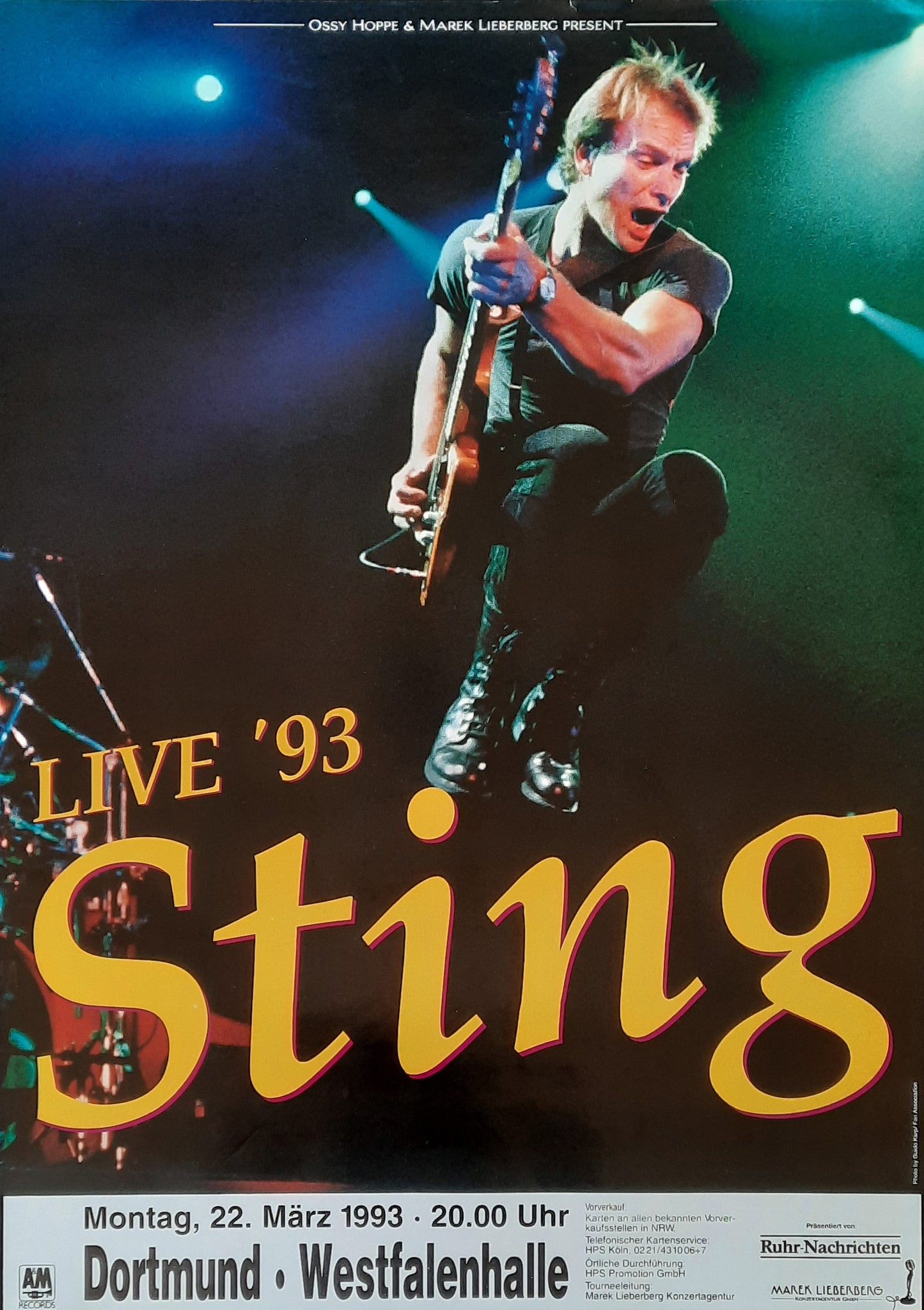 STING 1993 Concert Poster Mar 22nd Dortmund Germany 1st Print!