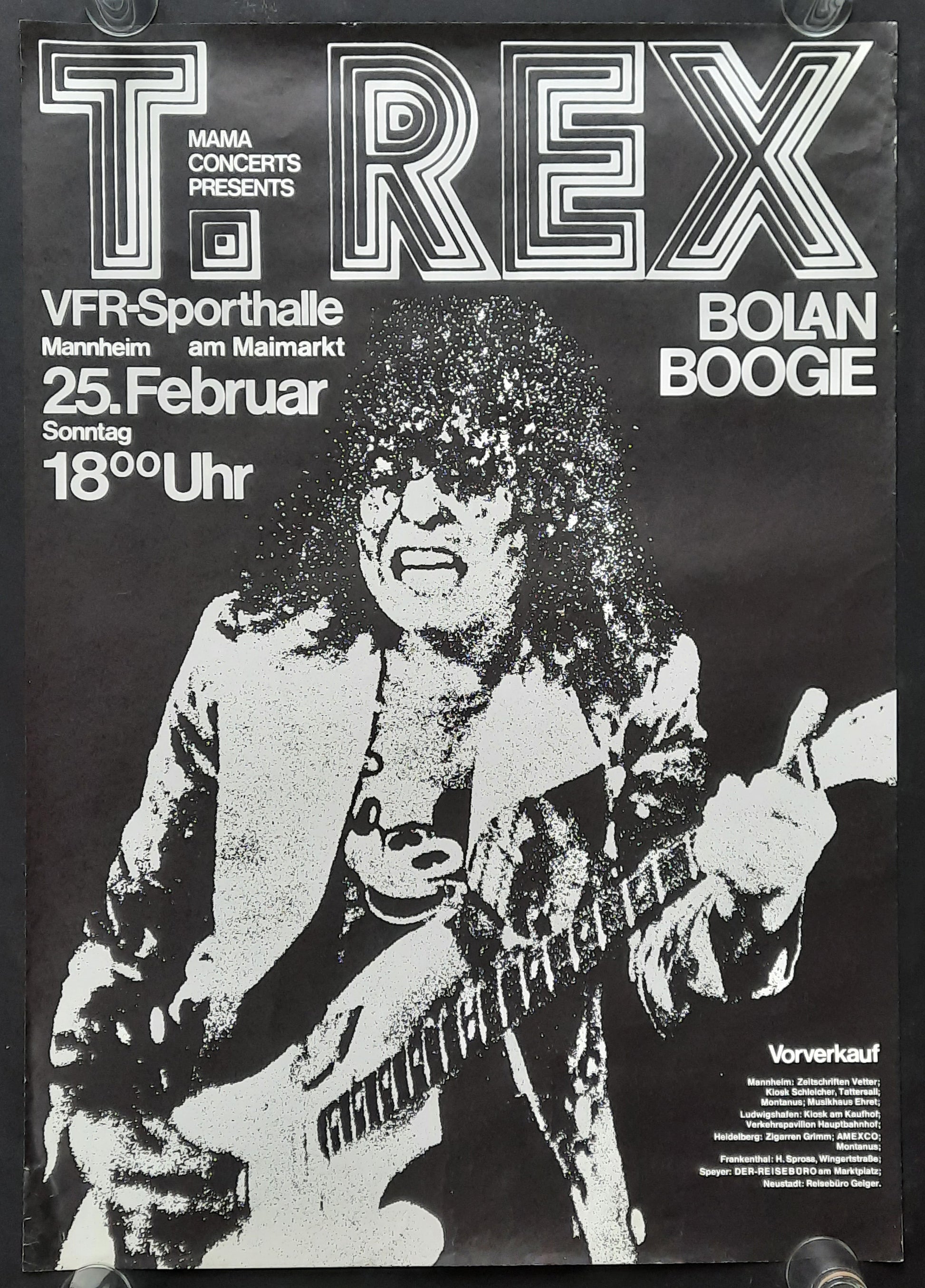 T. REX Marc Bolan Original Concert Poster February 25, 1973 Mannheim Germany 2