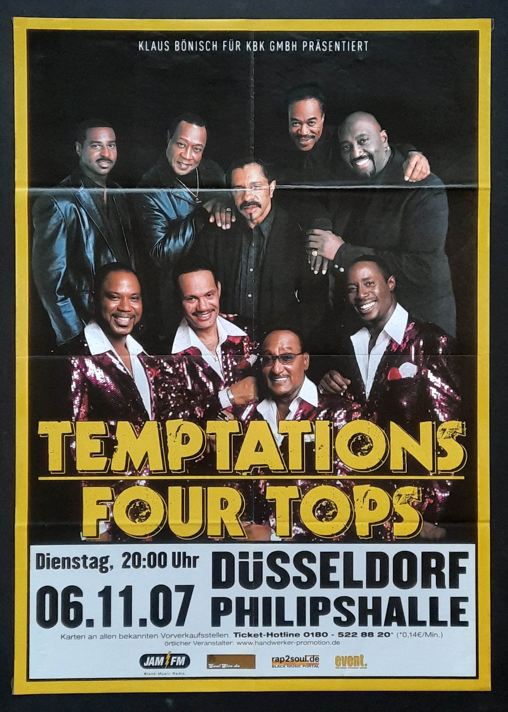 TEMPTATIONS - FOUR TOPS Original Concert Poster November 6, 2007 Düsseldprf Germany