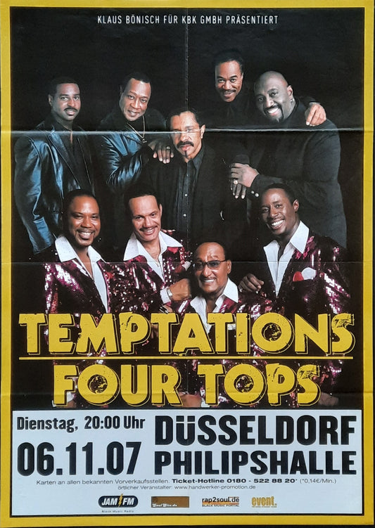 TEMPTATIONS - FOUR TOPS Original Concert Poster November 6, 2007 Düsseldprf Germany 1
