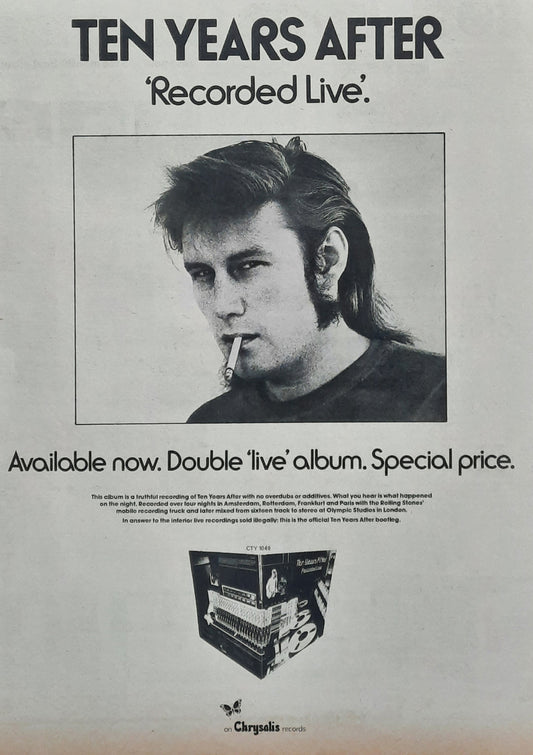 TEN YEARS AFTER Original Poster/Press Ad - 1973 Album "Recorded Live"
