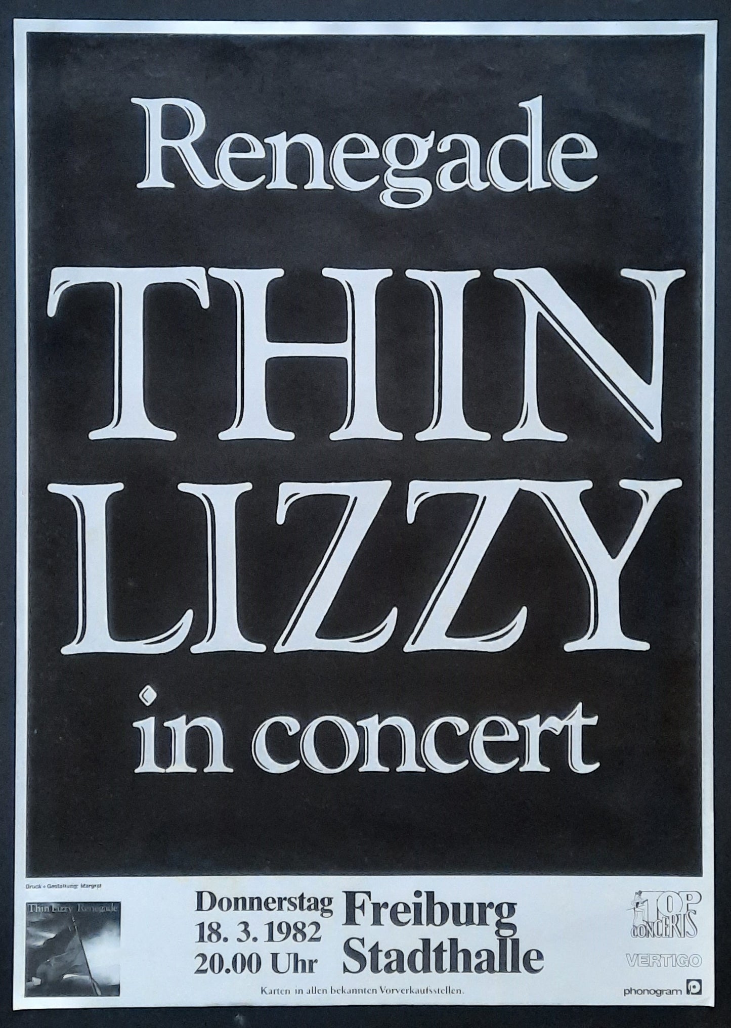 THIN LIZZY Original Concert Poster March 18, 1982 Freiburg Germany