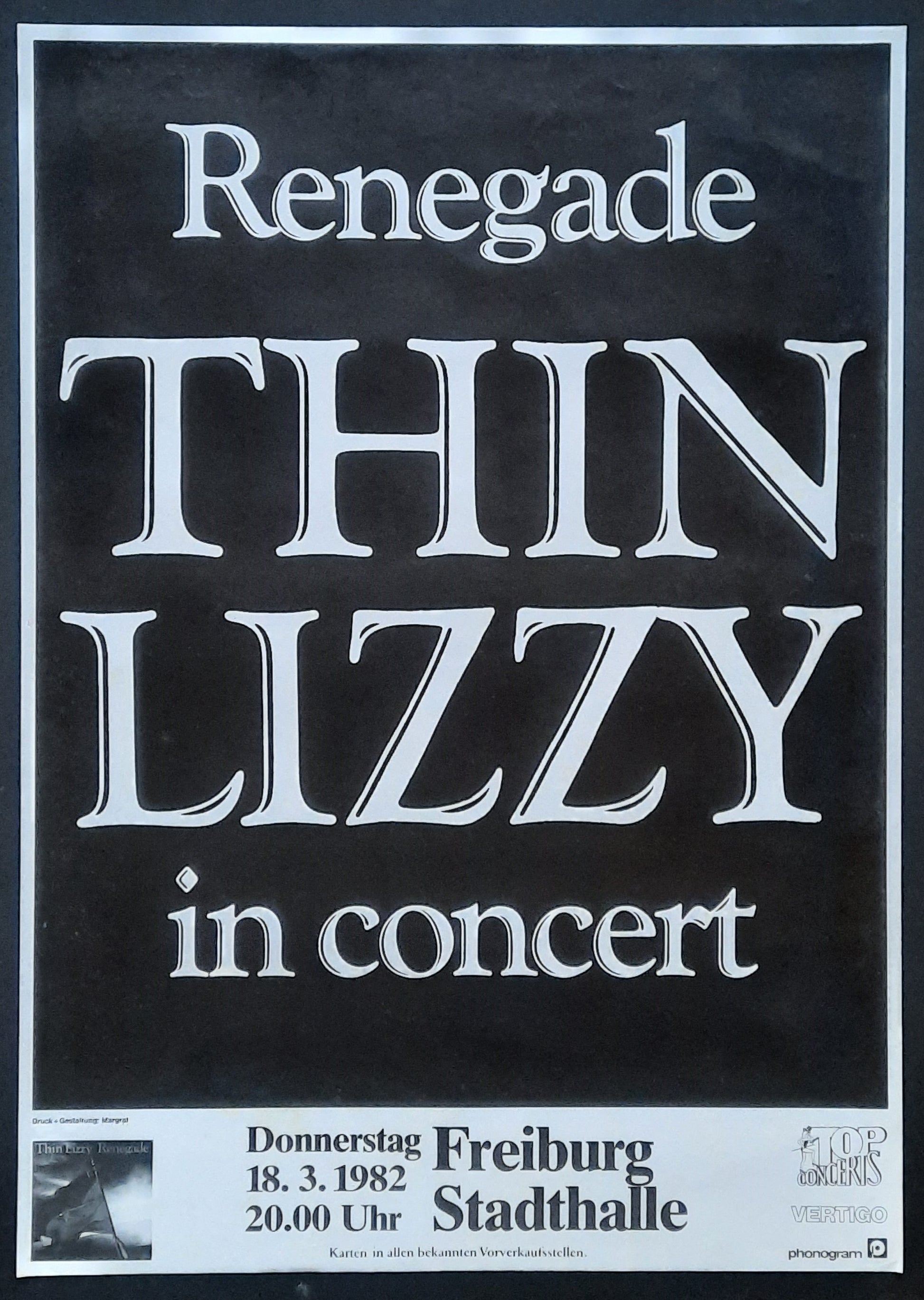 THIN LIZZY Original Concert Poster March 18, 1982 Freiburg Germany