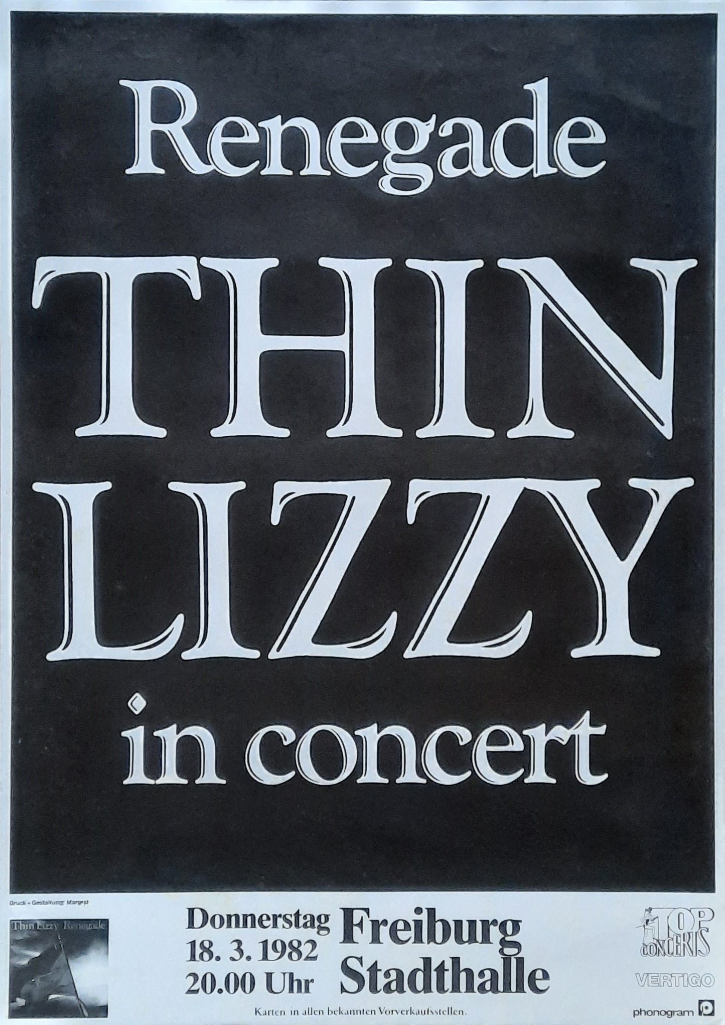 THIN LIZZY Original Concert Poster March 18, 1982 Freiburg Germany 1