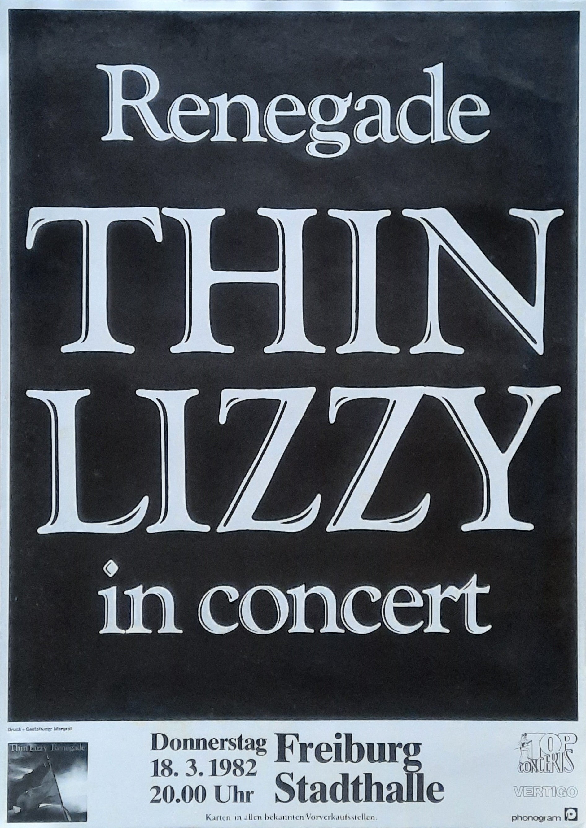 THIN LIZZY Original Concert Poster March 18, 1982 Freiburg Germany 1