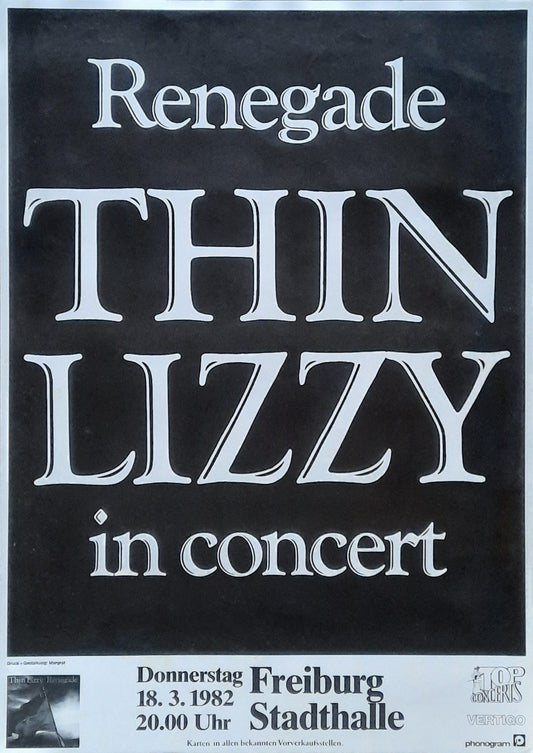 THIN LIZZY Original Concert Poster March 18, 1982 Freiburg Germany 1