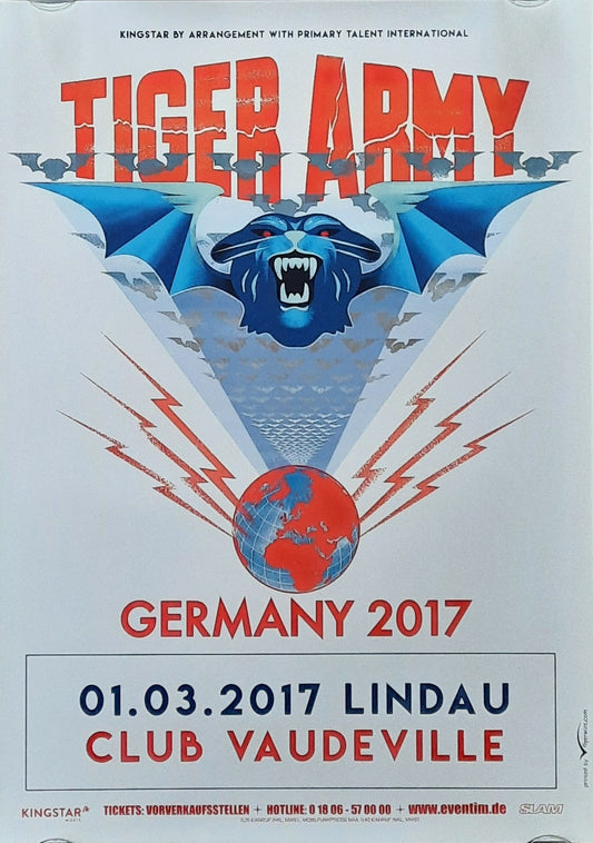 TIGER ARMY Origina Concert Poster March 1, 2017 Lindau Germany
