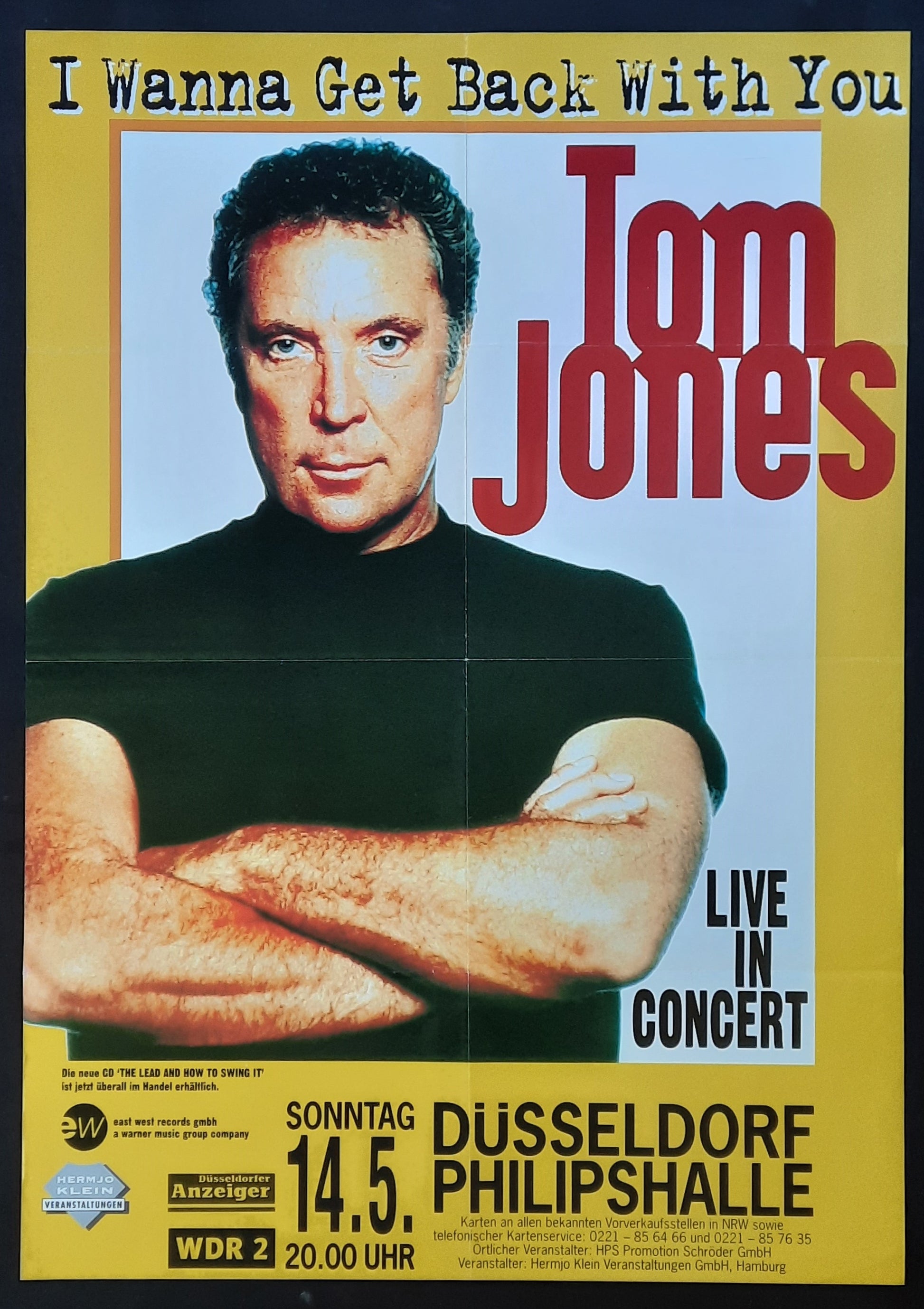 TOM JONES Original Concert Poster May 14, 1994 Duesseldorf Germany