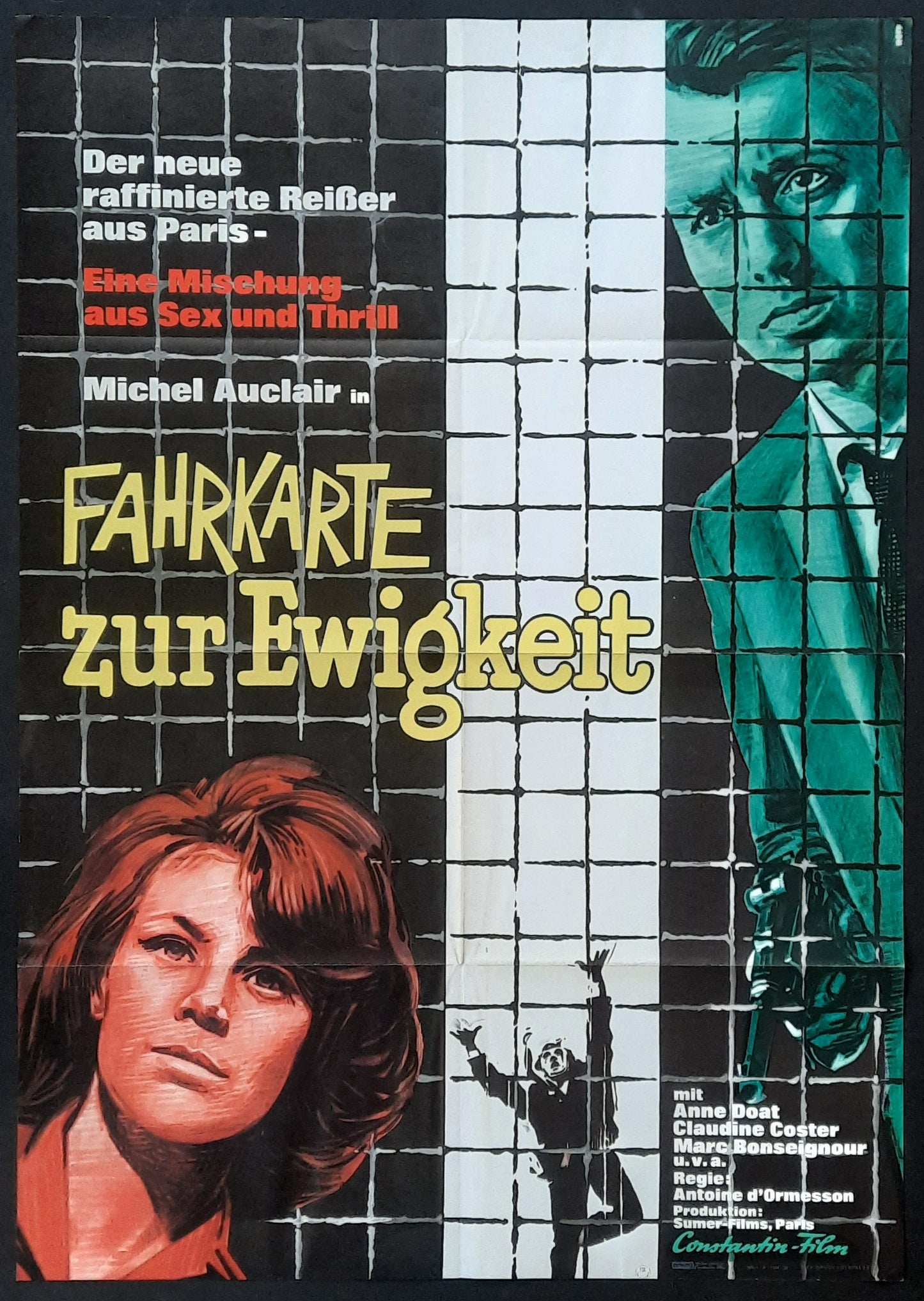 TRAFIC IN THE SHADOWS Original Movie Poster 1964 Michel Auclair German 1-Sheet Poster