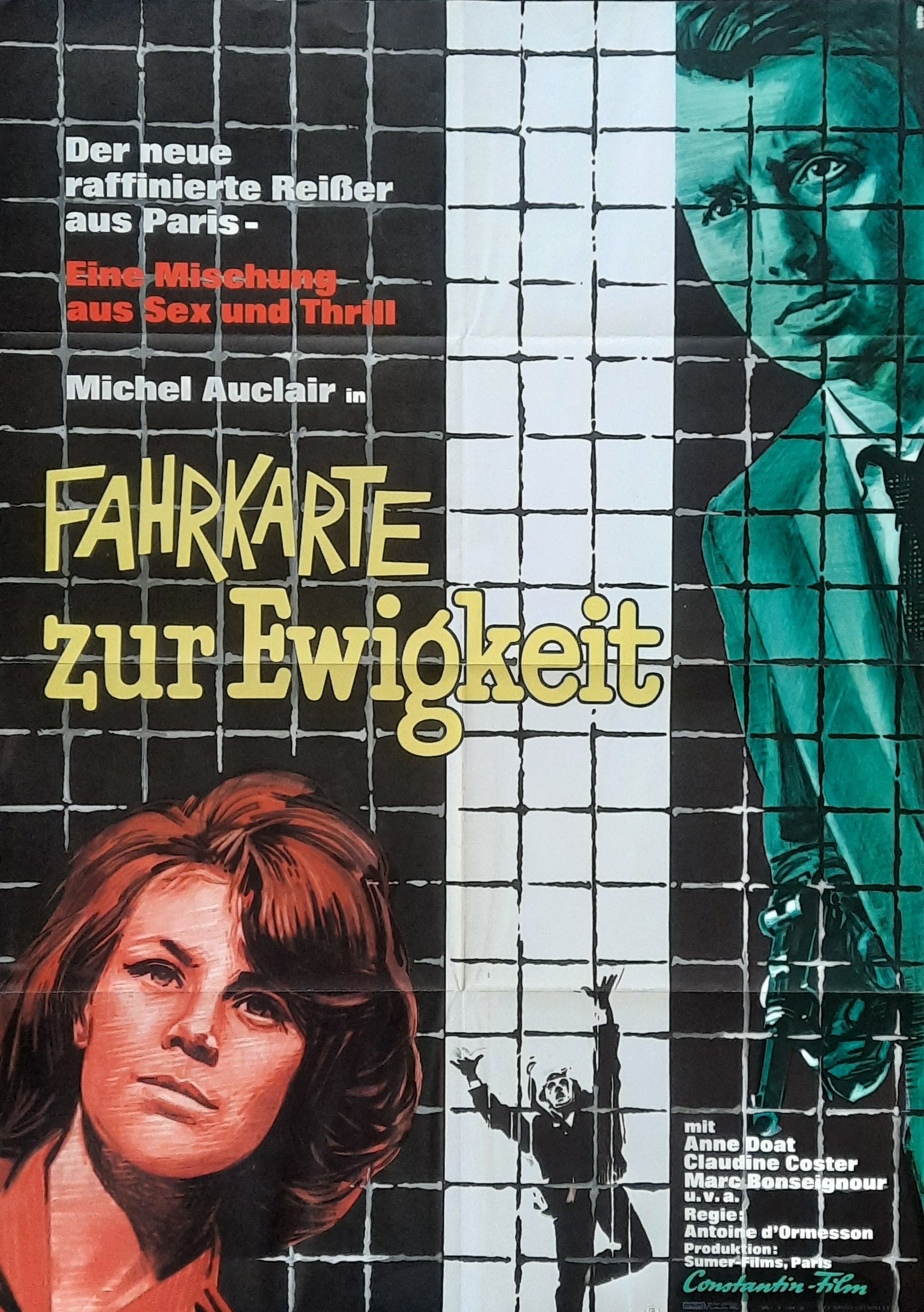 TRAFIC IN THE SHADOWS Original Movie Poster 1964 Michel Auclair German 1-Sheet Poster