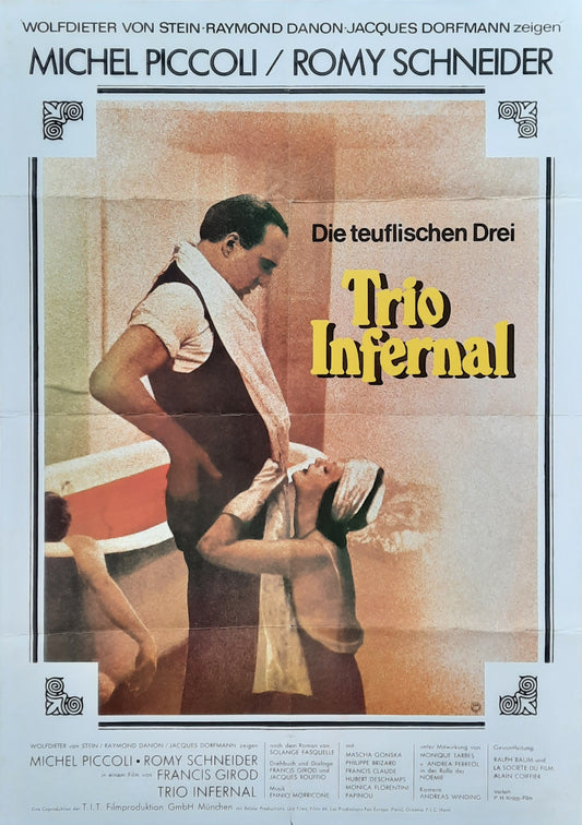 TRIO INFERNAL Original Movie Poster 1974 Michel Piccoli Romy Schneider Germany 1