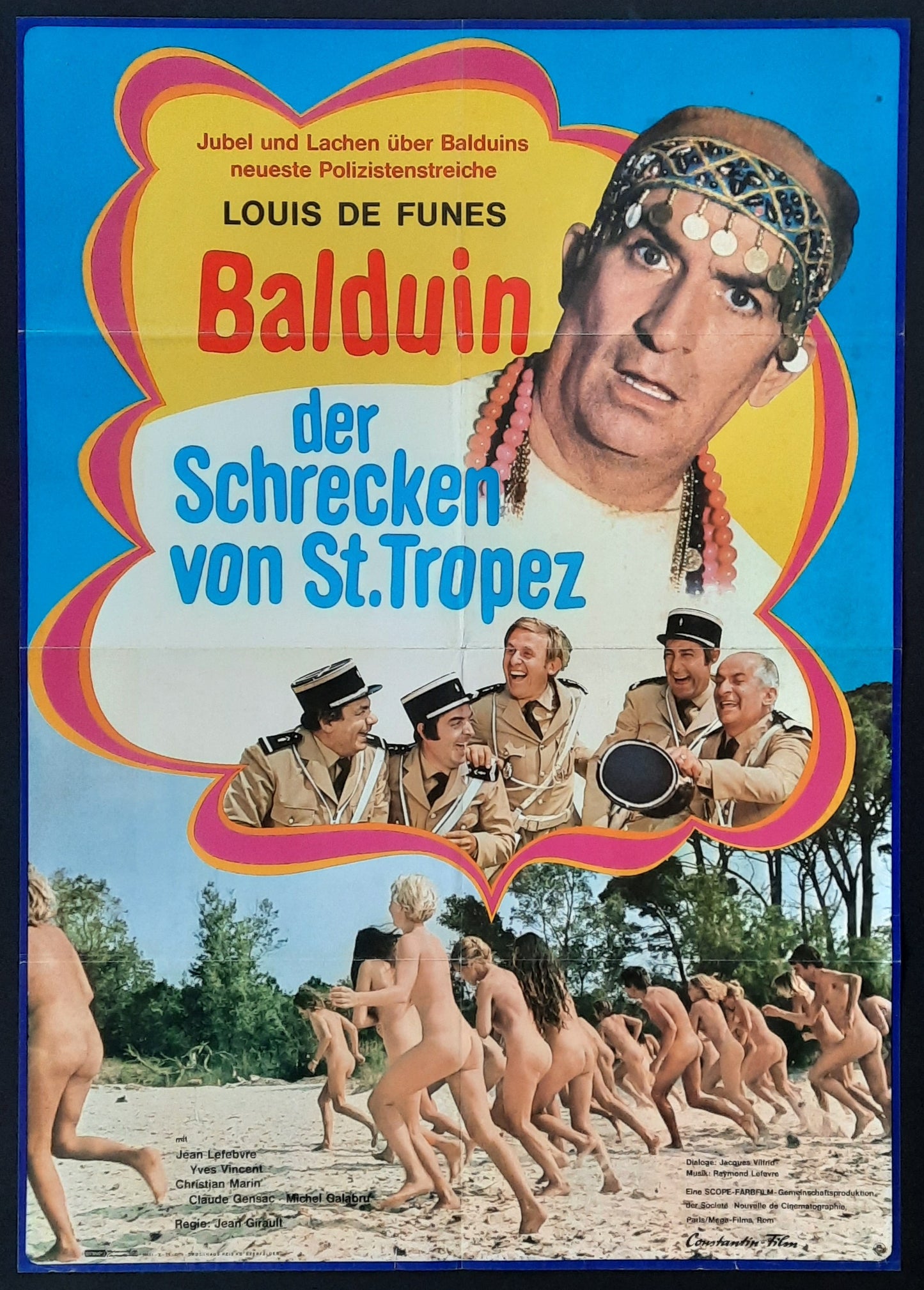 TROOPS ON VACATION Original Movie Poster 1970 Louis de Funes German 1-Sheet
