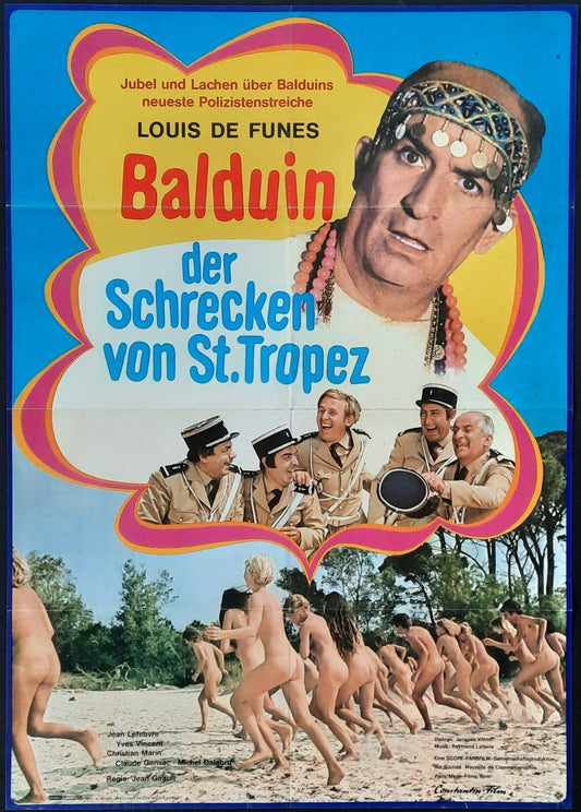 TROOPS ON VACATION Original Movie Poster 1970 Louis de Funes German 1-Sheet