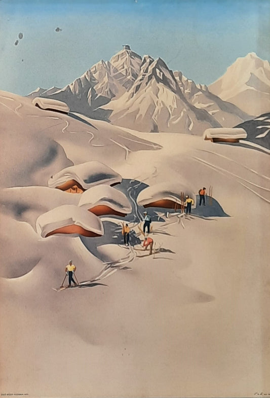 TYROL AUSTRIA Original Advertisment Poster Stubaier Alpen / Mondsee "Hotel Pichl Auhof" ca 1935