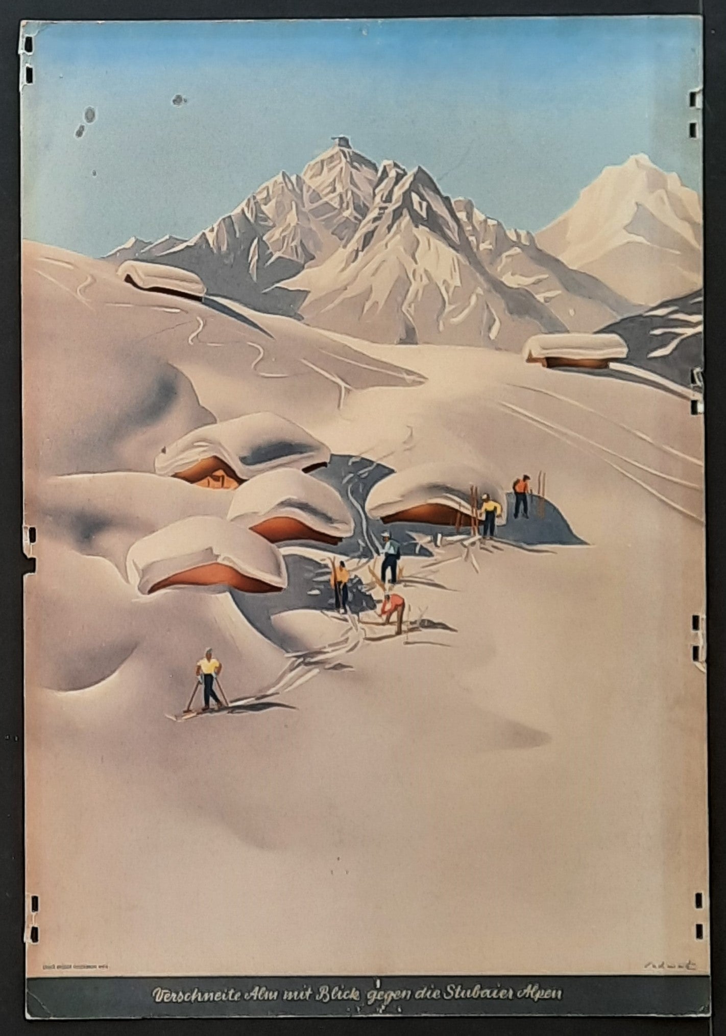 TYROL AUSTRIA Original Advertisment Poster Stubaier Alpen / Mondsee "Hotel Pichl Auhof" ca 1935 2