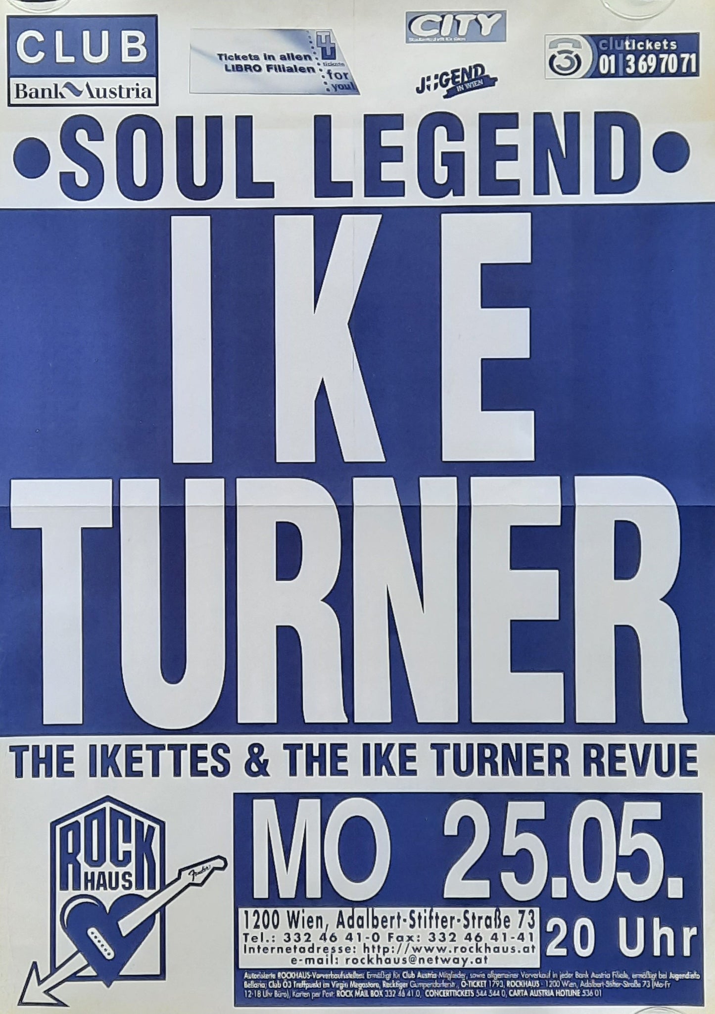 IKE TURNER 1995 Concert Poster May 25th Vienna Austria 1st print!