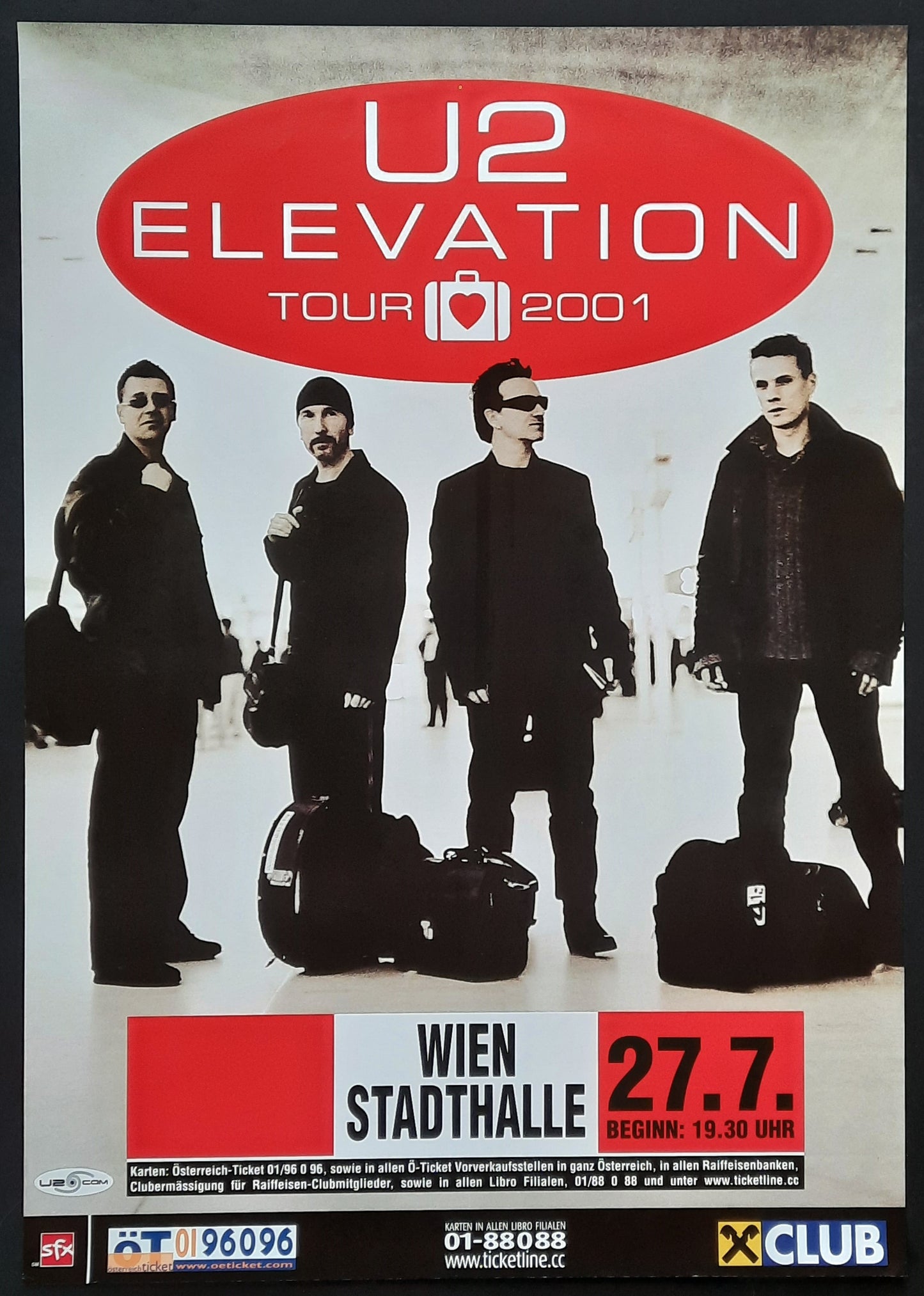 U2 Concert Poster 2001 Jul 27th Vienna Austria 1st Print