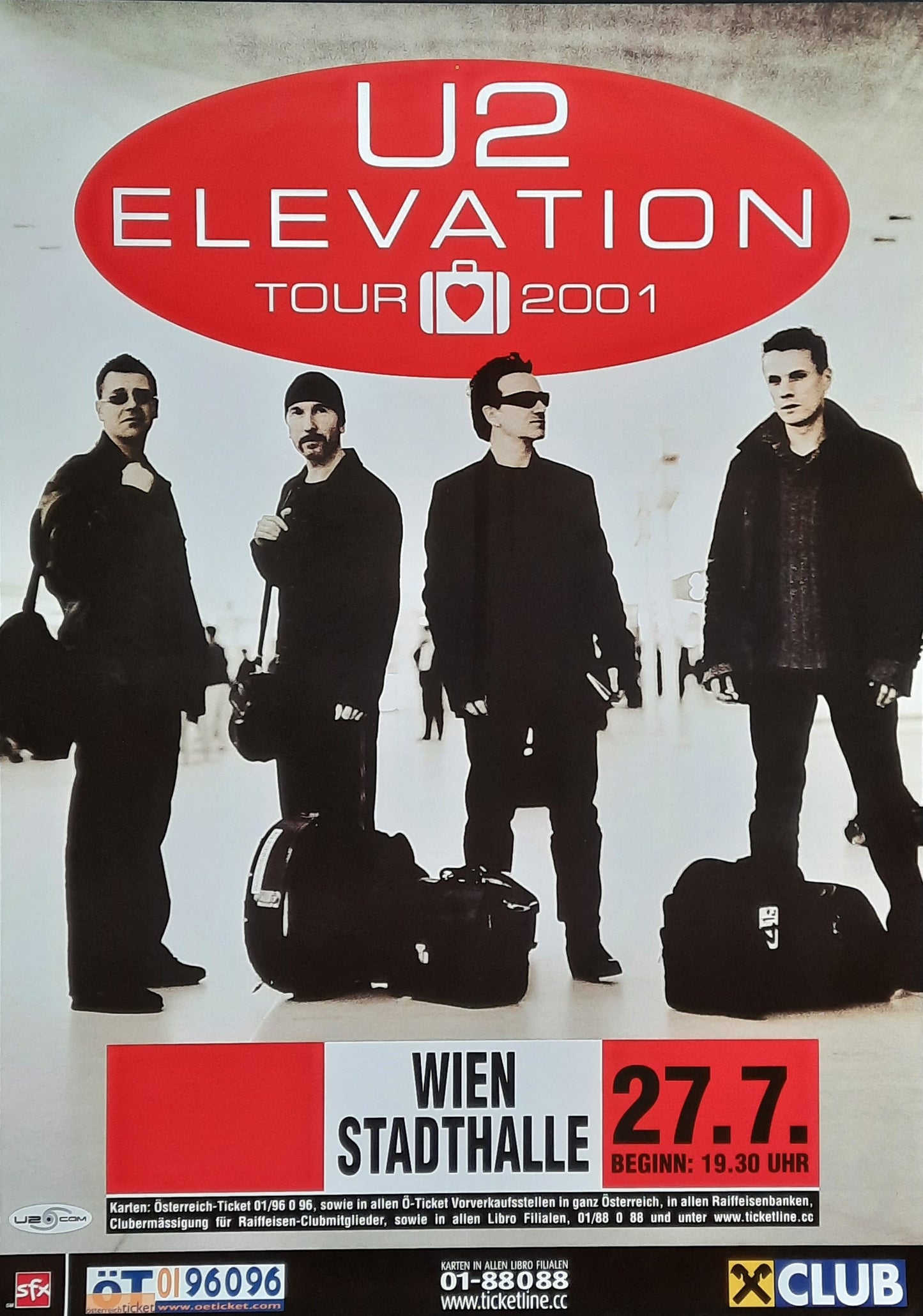 U2 Concert Poster 2001 Jul 27th Vienna Austria 1st Print