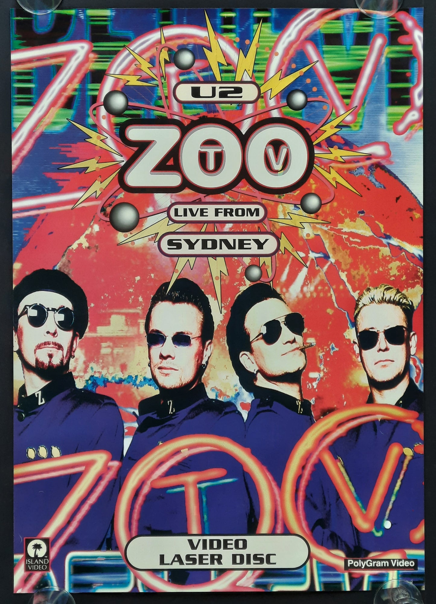 U2 Promotion 1994 Poster Laser Disc "Zoo TV - Live from Sidney" 1st print