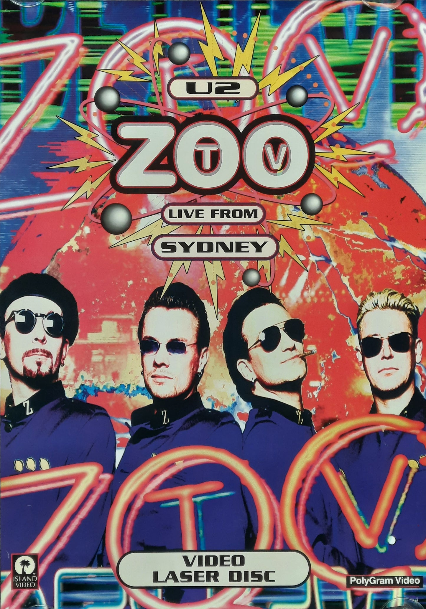 U2 Promotion 1994 Poster Laser Disc "Zoo TV - Live from Sidney" 1st print