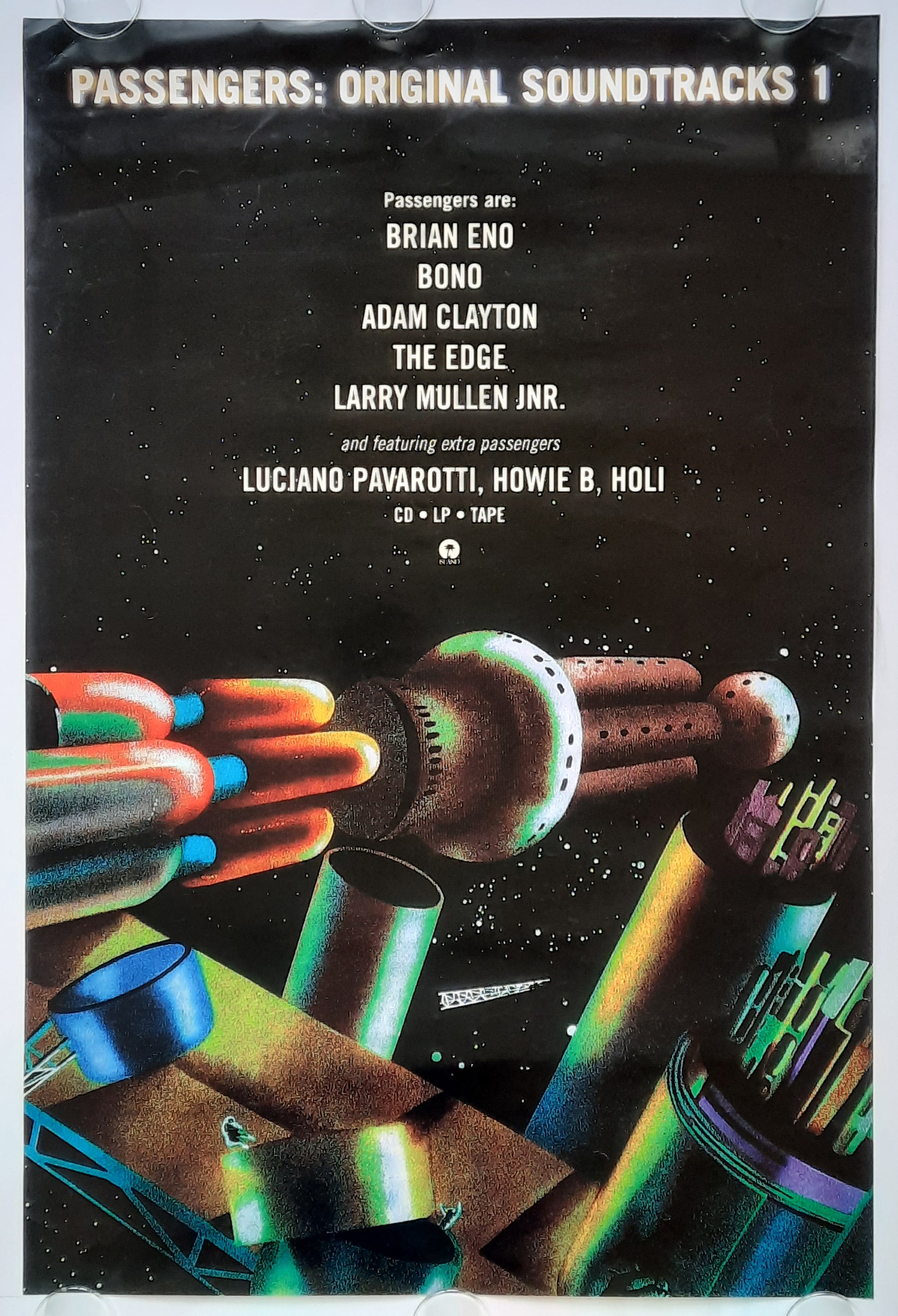 U2 & BRIAN ENO Original Promotion Poster - 1995 Album "Passengers..." 2