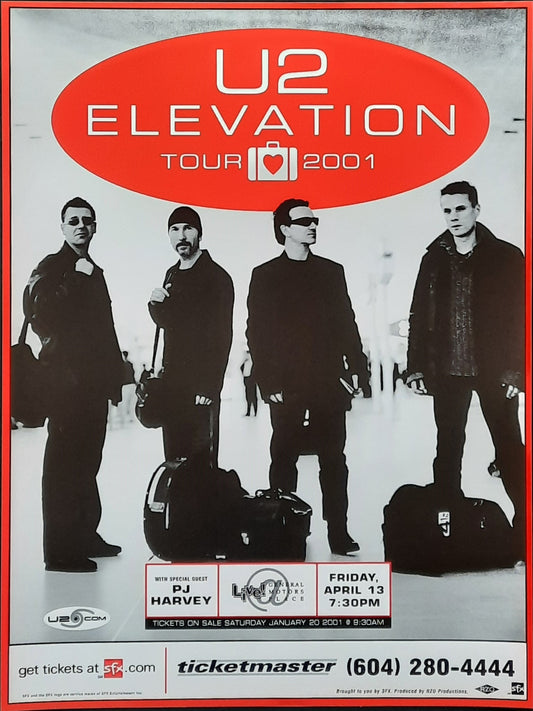 U2 Original Concert Poster April 13, 2001 Vancouver Canada