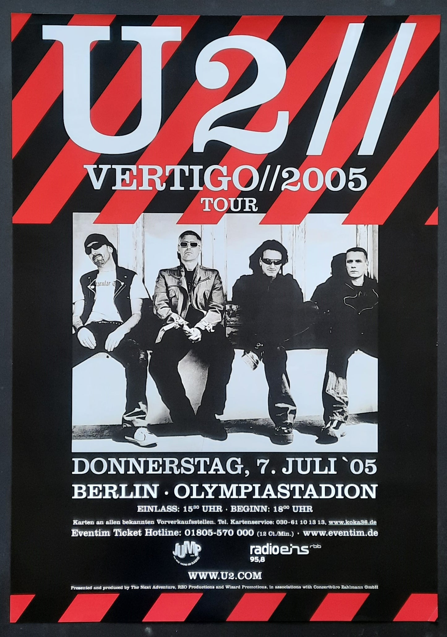 U2 Original Concert Poster July 7, 2005 Berlin Germany