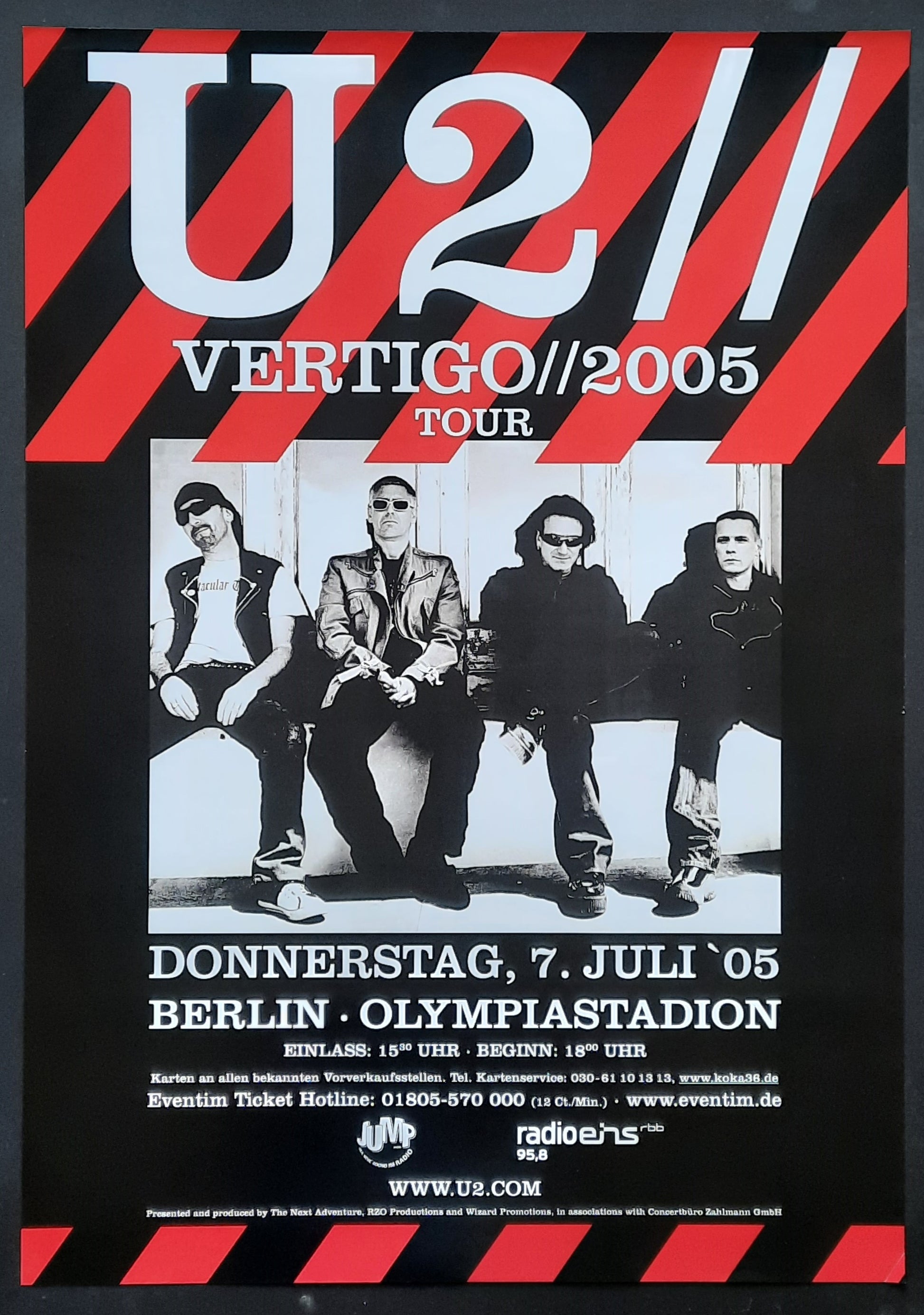 U2 Original Concert Poster July 7, 2005 Berlin Germany