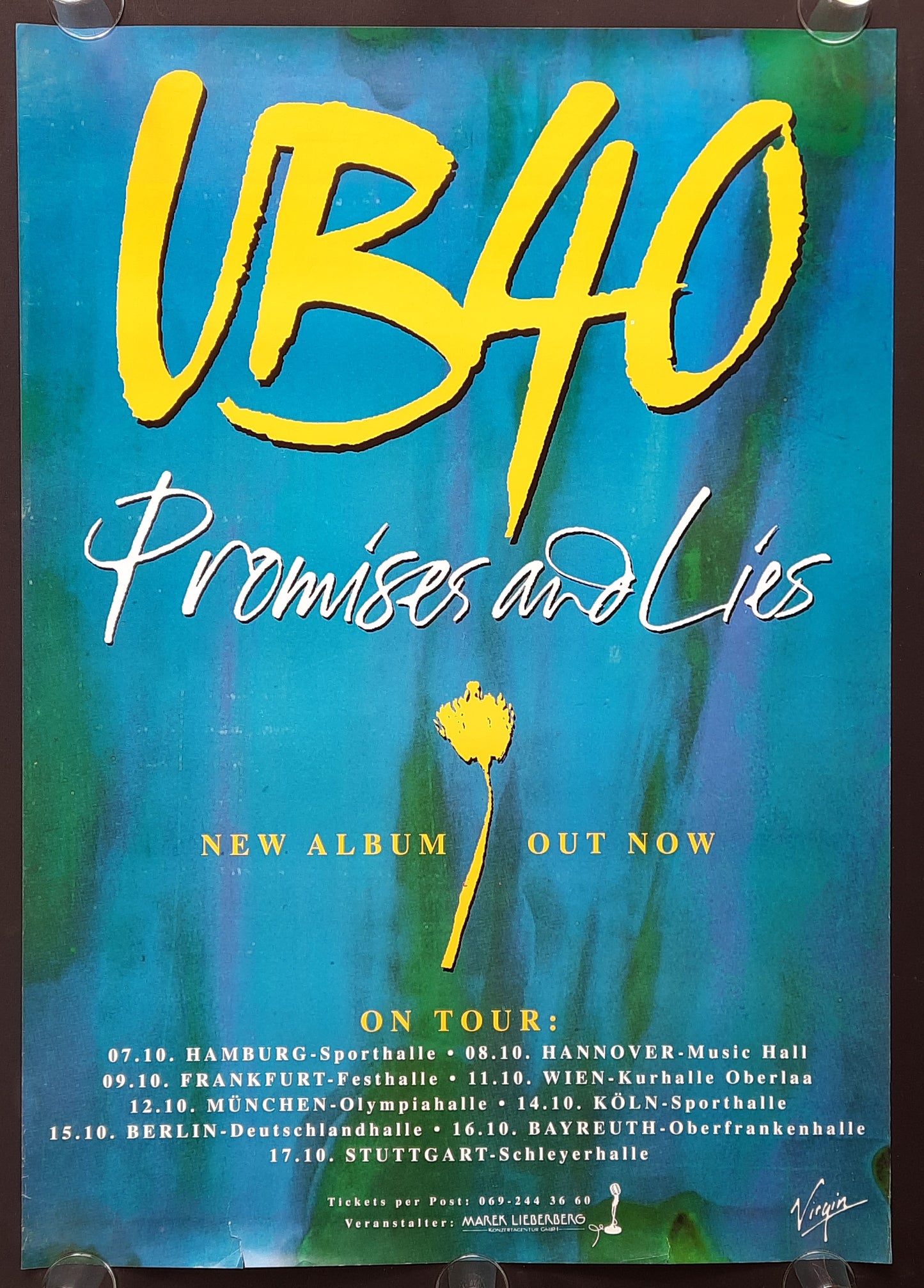 UB40 1993 Promotion Poster Album "Promises and Lies" 1st Print 2