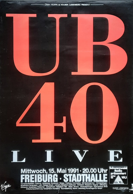 UB 40 Original Concert Poster May 15, 1991 Freiburg Germany 1