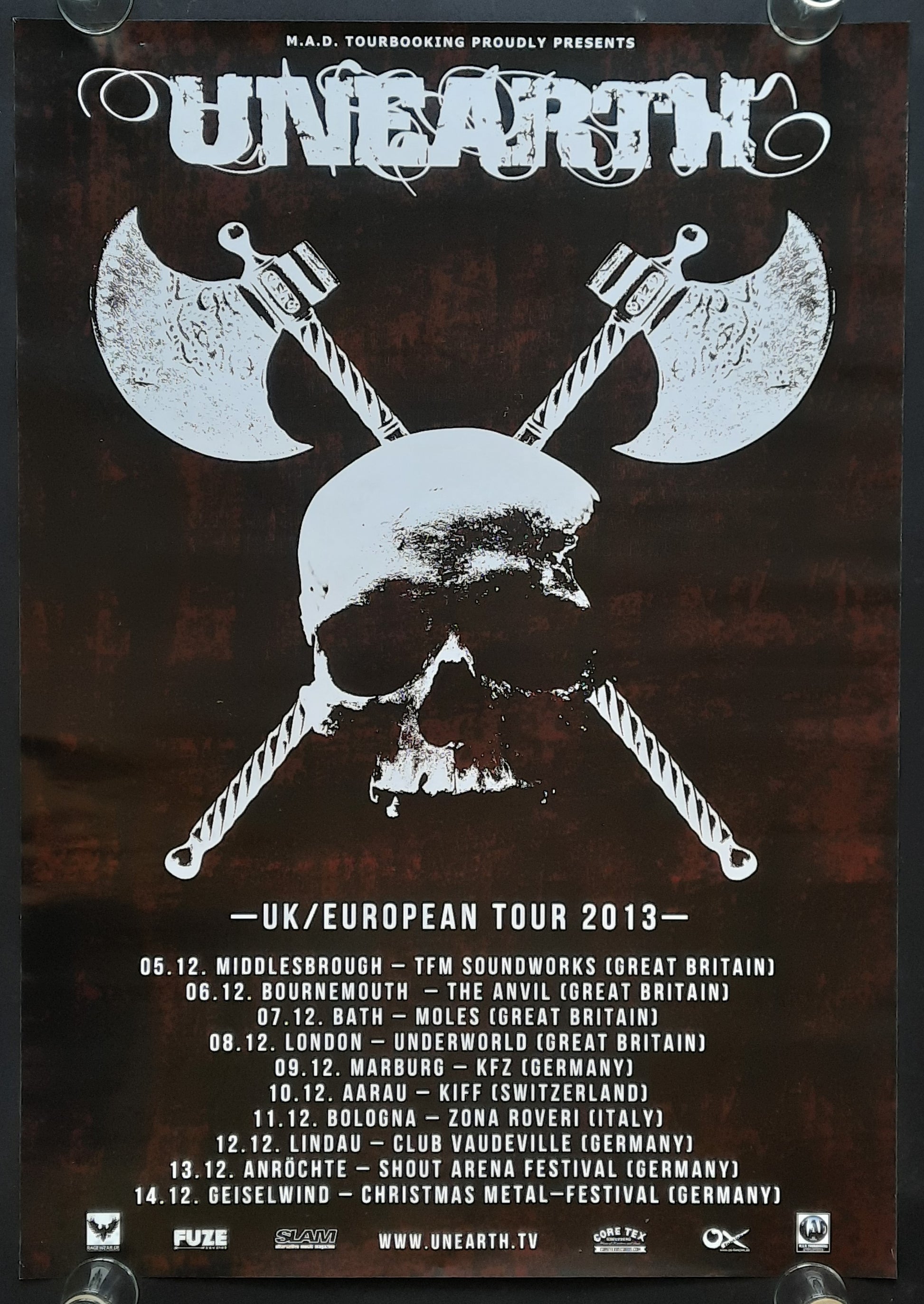 UNEARTH Original Concert Poster 2013 UK European Tour