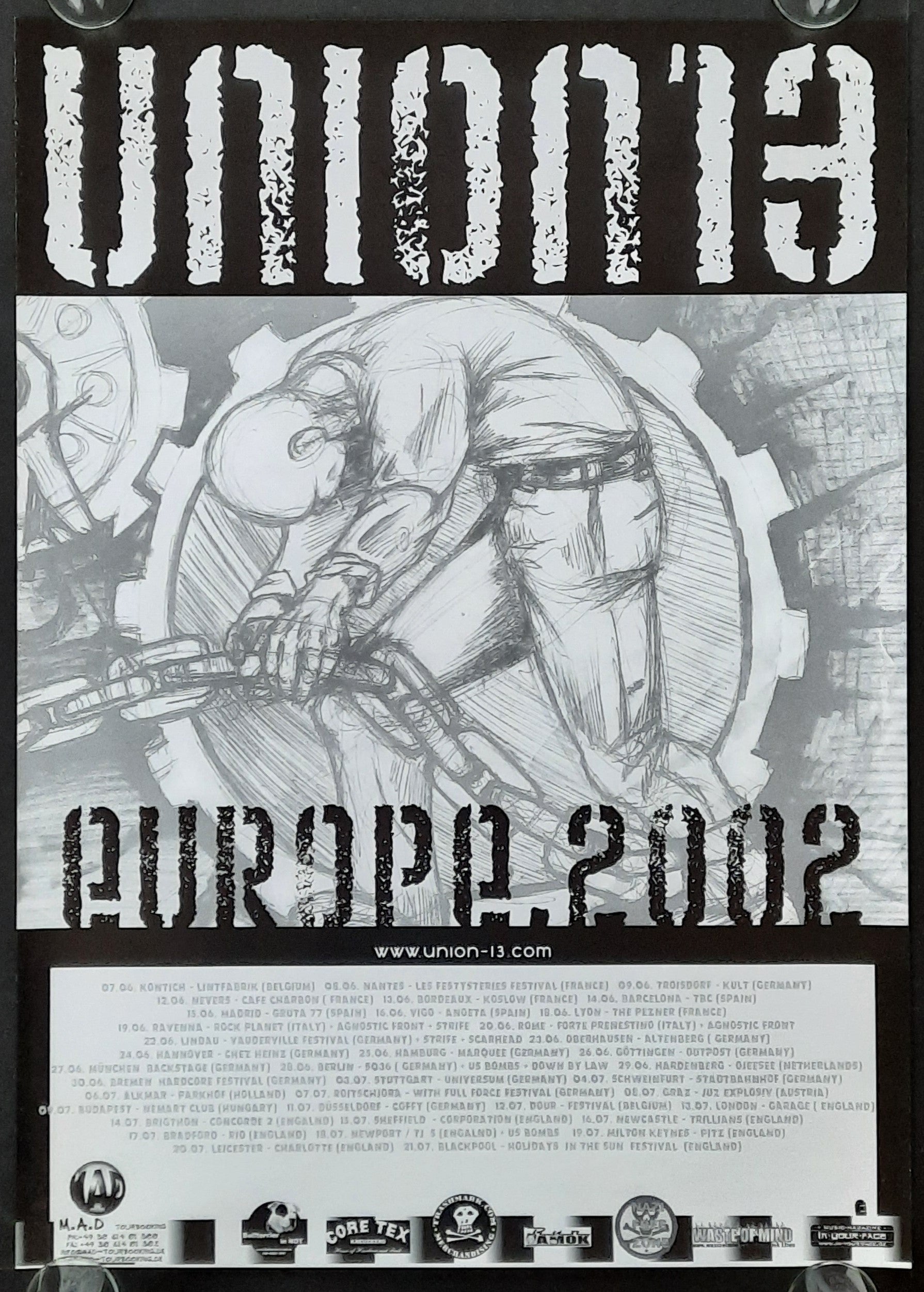 UNION 13 Original Conncert Poster 2002 European Tour 48x67