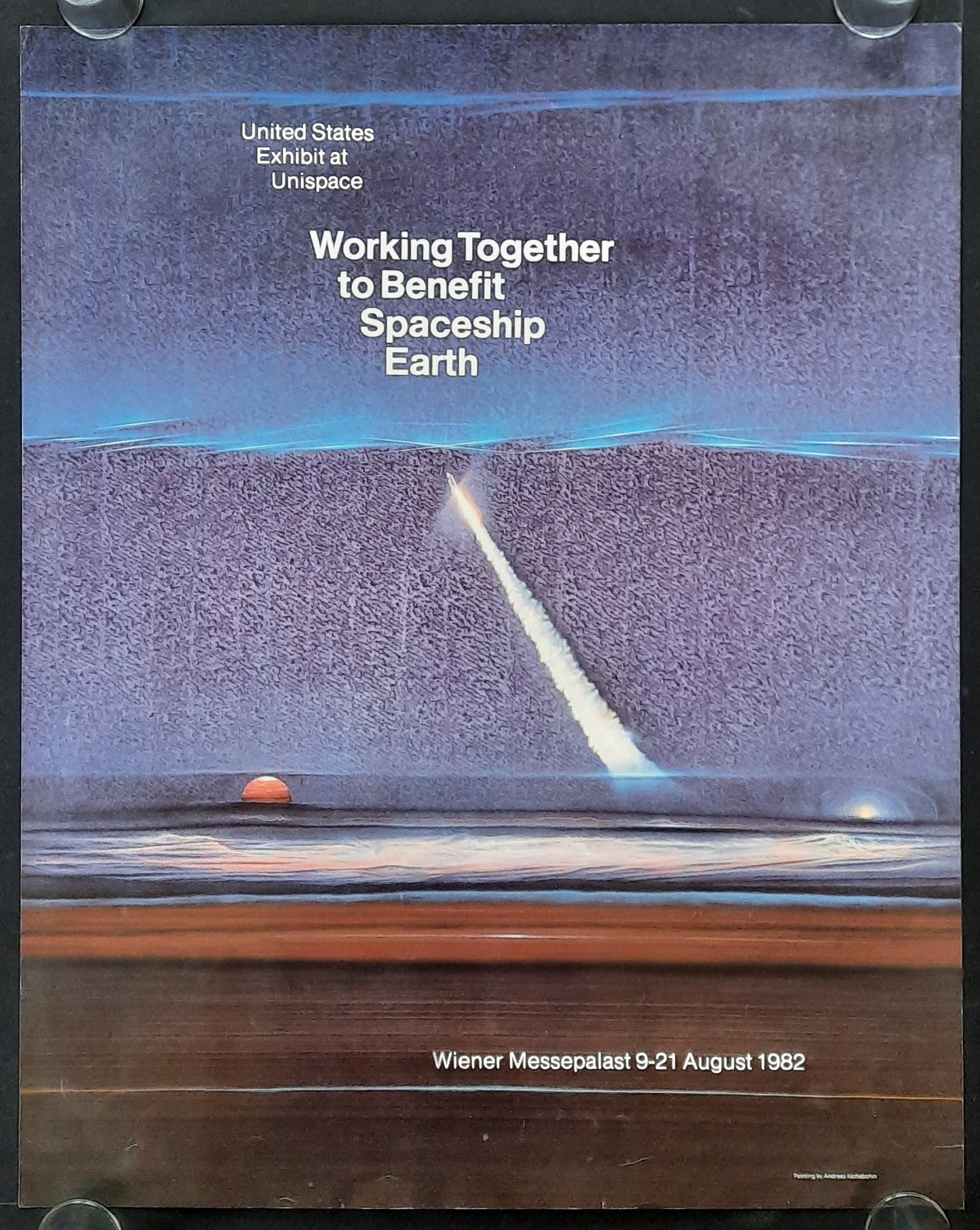 UNITED STATES EXHIBIT Original Advertising Poster 1982 Vienna Austria