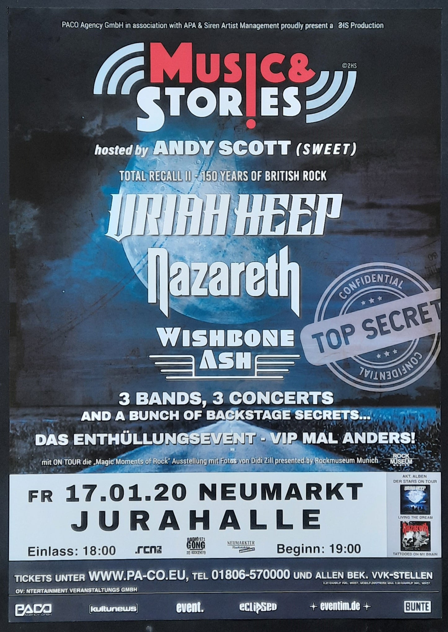URIAH HEEP NAZARETH Original Concert Poster January 17, 2020 Neumarkt Germany 1