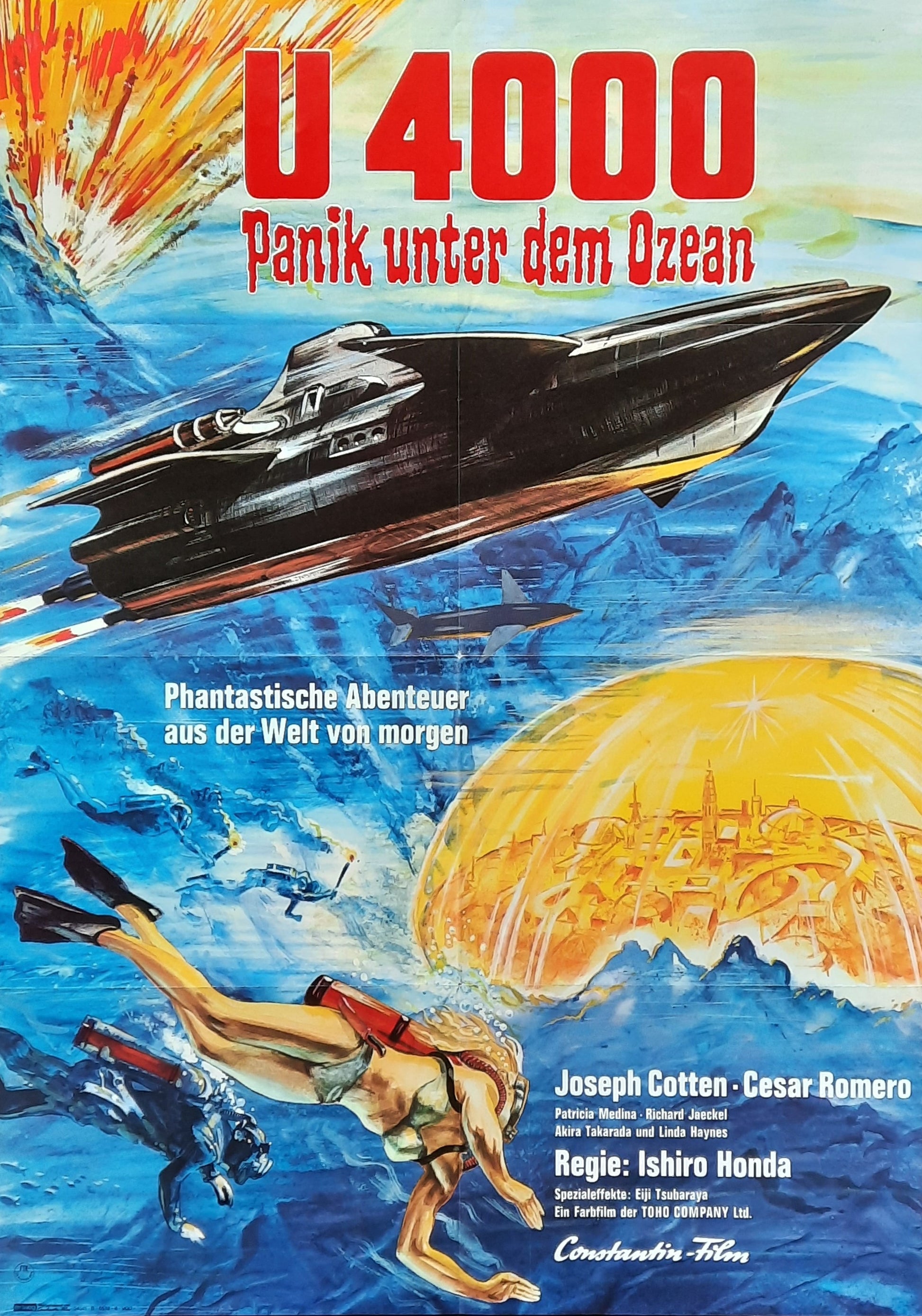 U 4000 LATITUDE ZERO Original Movie Poster 1969 Ishirô Honda German 1-Sheet