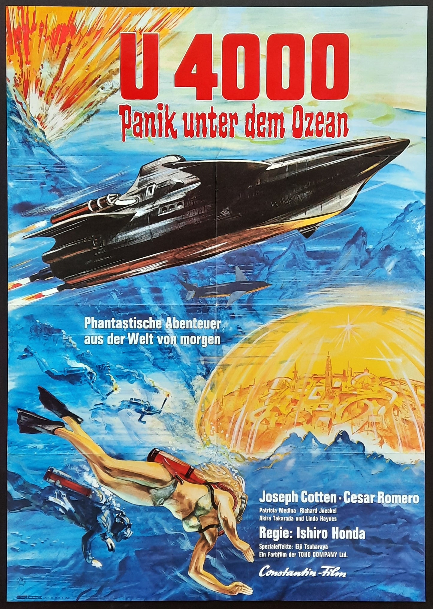 U 4000 LATITUDE ZERO Original Movie Poster 1969 Ishirô Honda German 1-Sheet 2