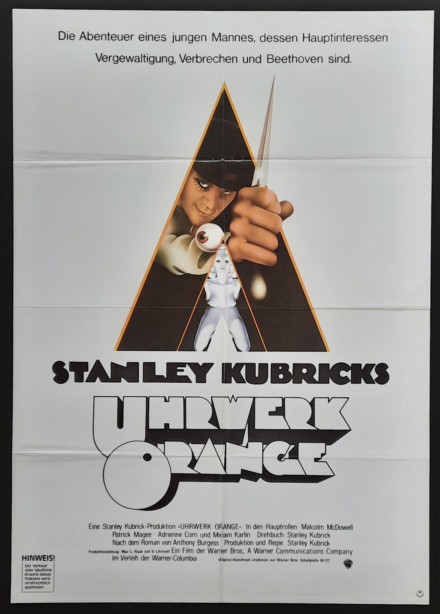 CLOCKWORK ORANGE R 1988 (1972) Stanley Kubrick German 1-Sheet-Movie-Poster 23 x 33