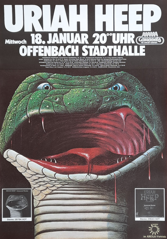 URIAH HEEP 1978 Concert Poster Offenbach, Germany 1st Print