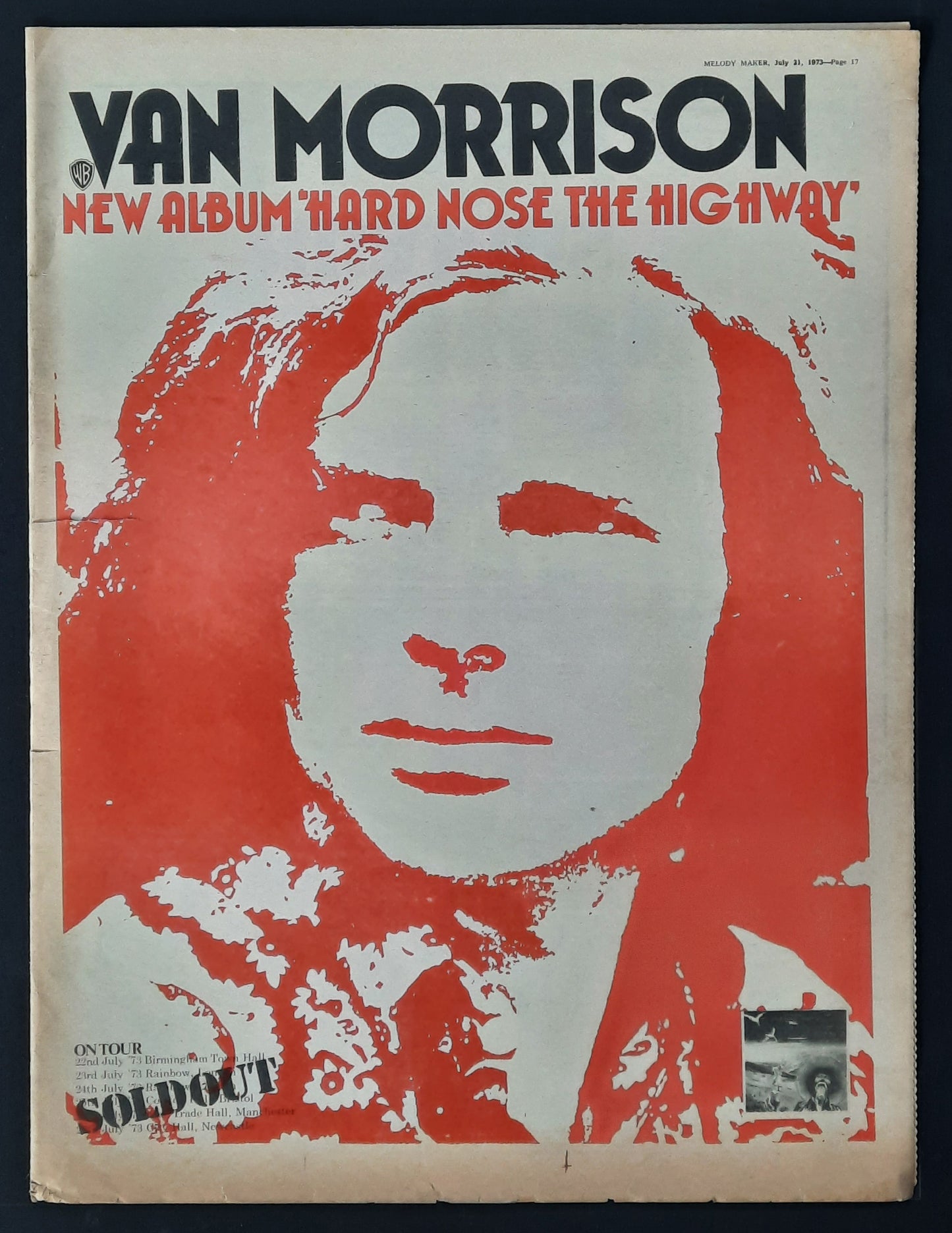 VAN MORRISON Original Poster/Press Ad - 1973 Album "Hard Nose The Highway" 2