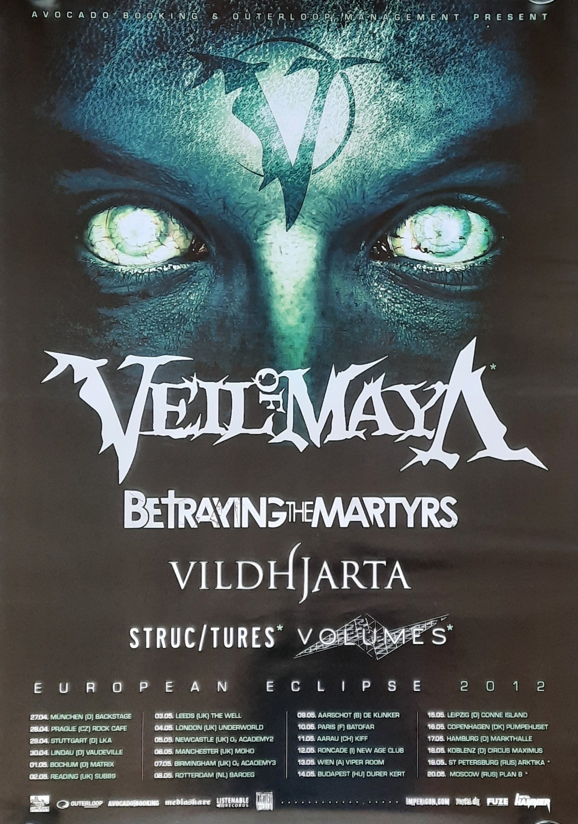 VEIL OF MAYA Original Concert Poster 2012 Europe