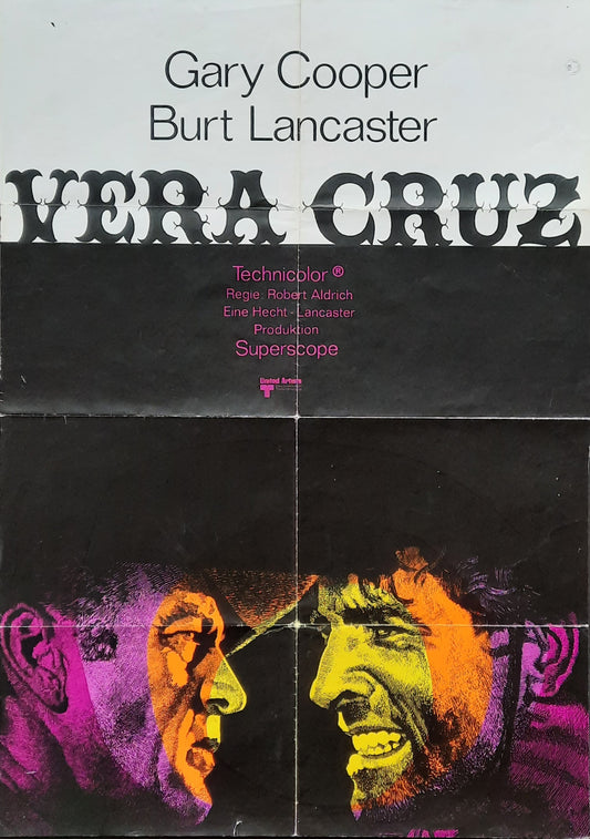 VERA CRUZ Original Movie Poster Re-1970 (1954) Gary Cooper Burt Lancaster 